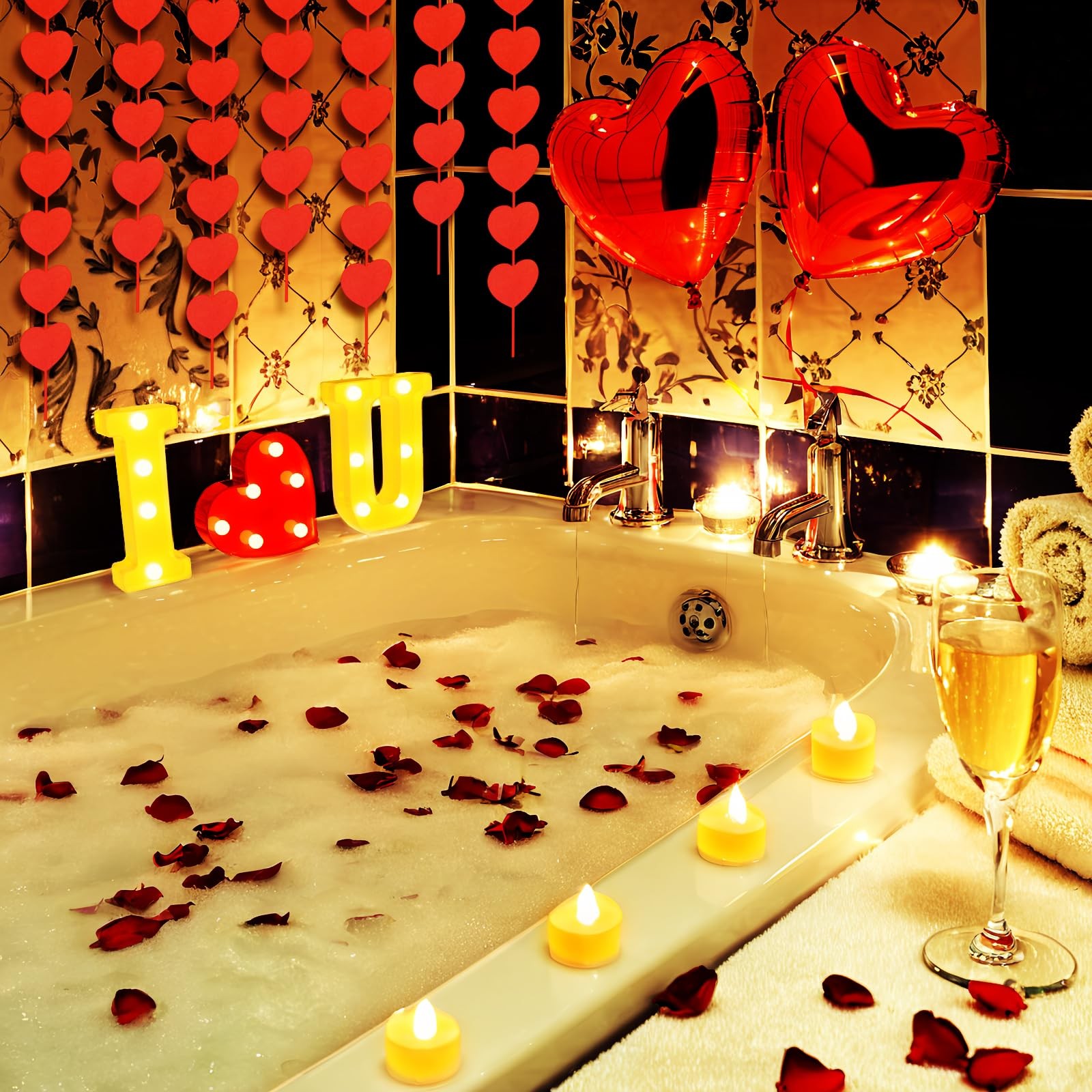 4229 PCS Romantic Decoration Set Rose Petals, Candles, Balloons, LED Hearts