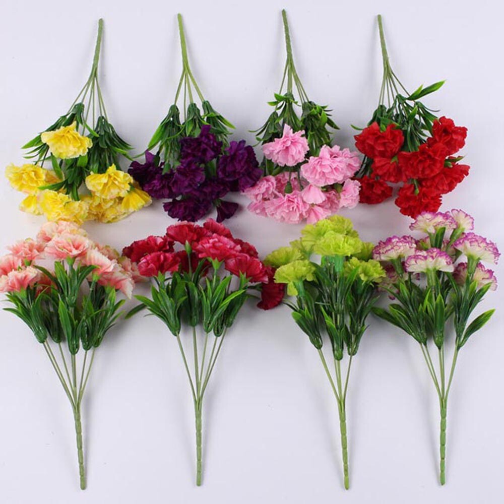 1PC Bright Artificial Carnation Fake Flower Bush Bouquet Home Wedding Decor