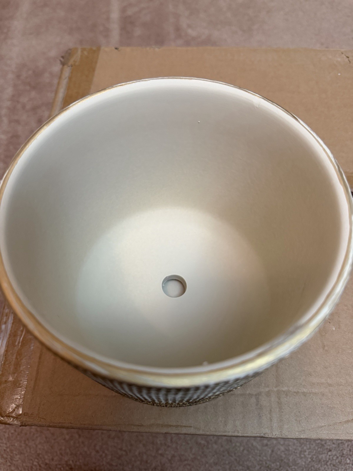 Vigoro Lot of 4 GENEVIEVE 6” Ceramic Pot Planter Gold Textured