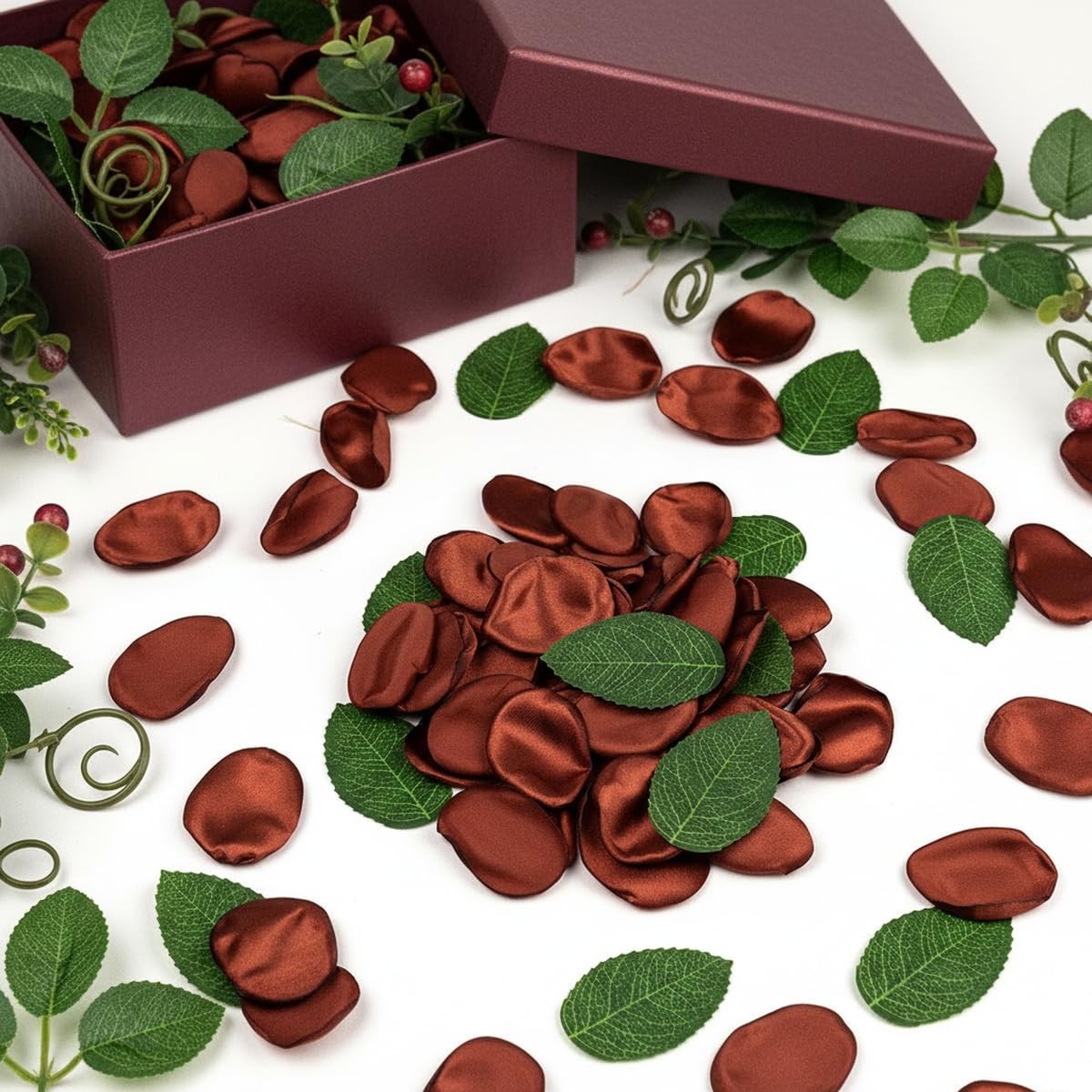 300+Pcs Artificial Flower Petals and Leaves Set – 200Pcs Faux Rose Petals + 1…