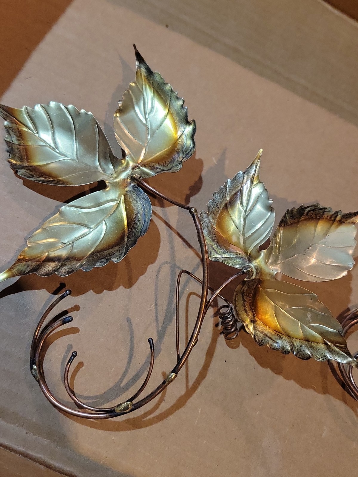 Vintage Metallic Leaves Decor Set Home MCM Home Interiors Homco Ivy Brass