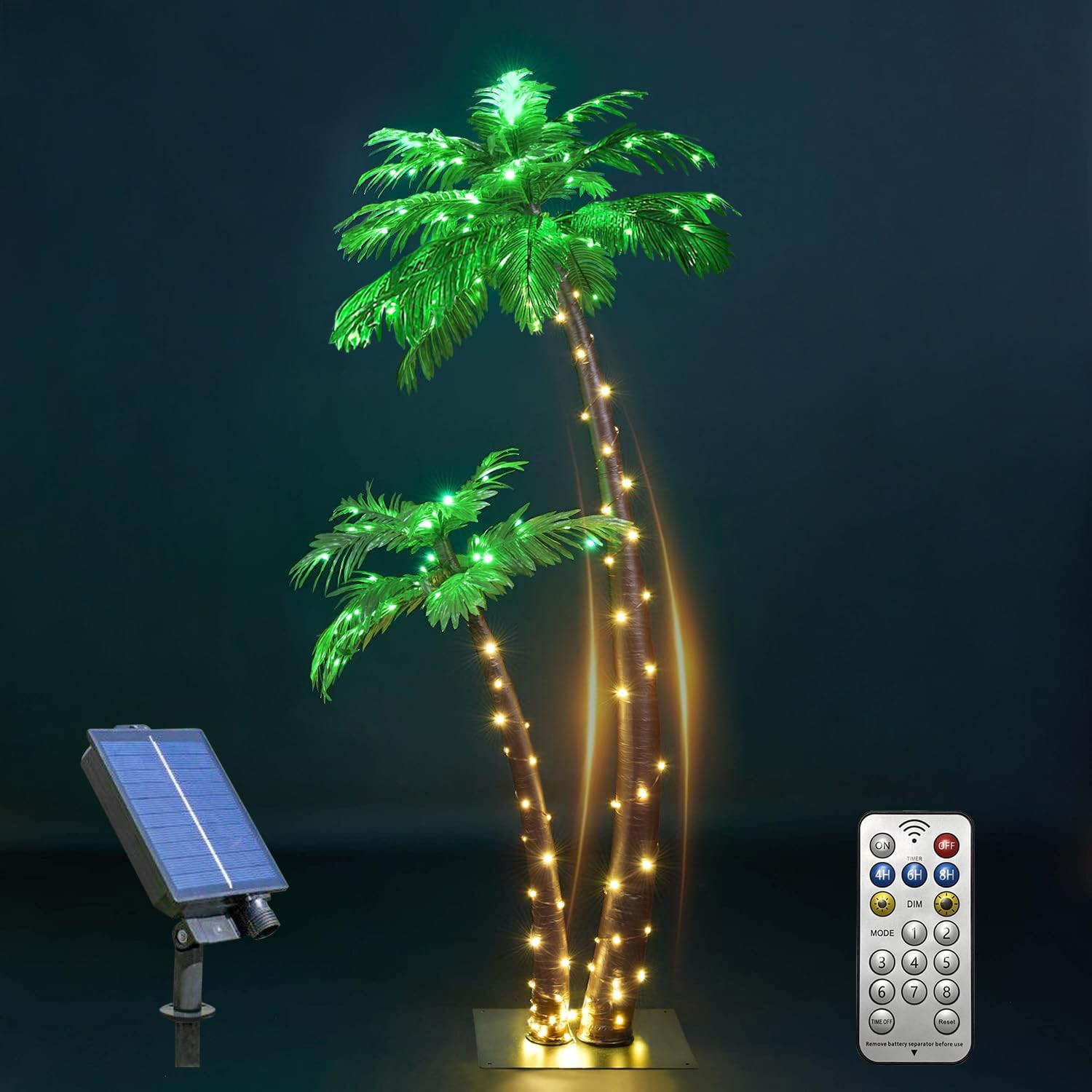 Gorgeous Artificial Lighted Solar Palm Tree 4FT&6FT Office Decor, 184LED for out