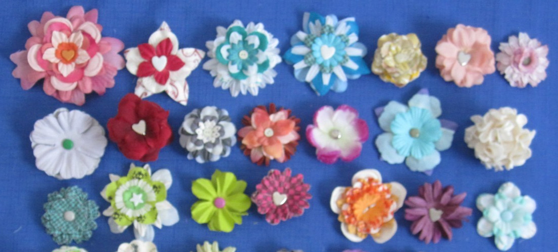 #7 Lot-44 Medium Layers Used Mulberry Flower Petals 1-3″ Brads Multiple Colors