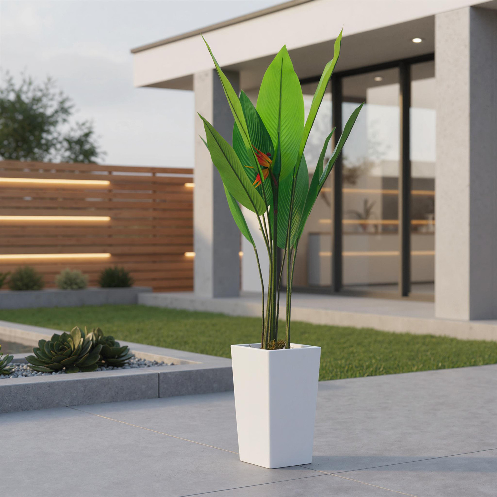 4.8FT Artificial Bird of Paradise Plant Tall Faux Banana Leaf Tree for IndoorDec