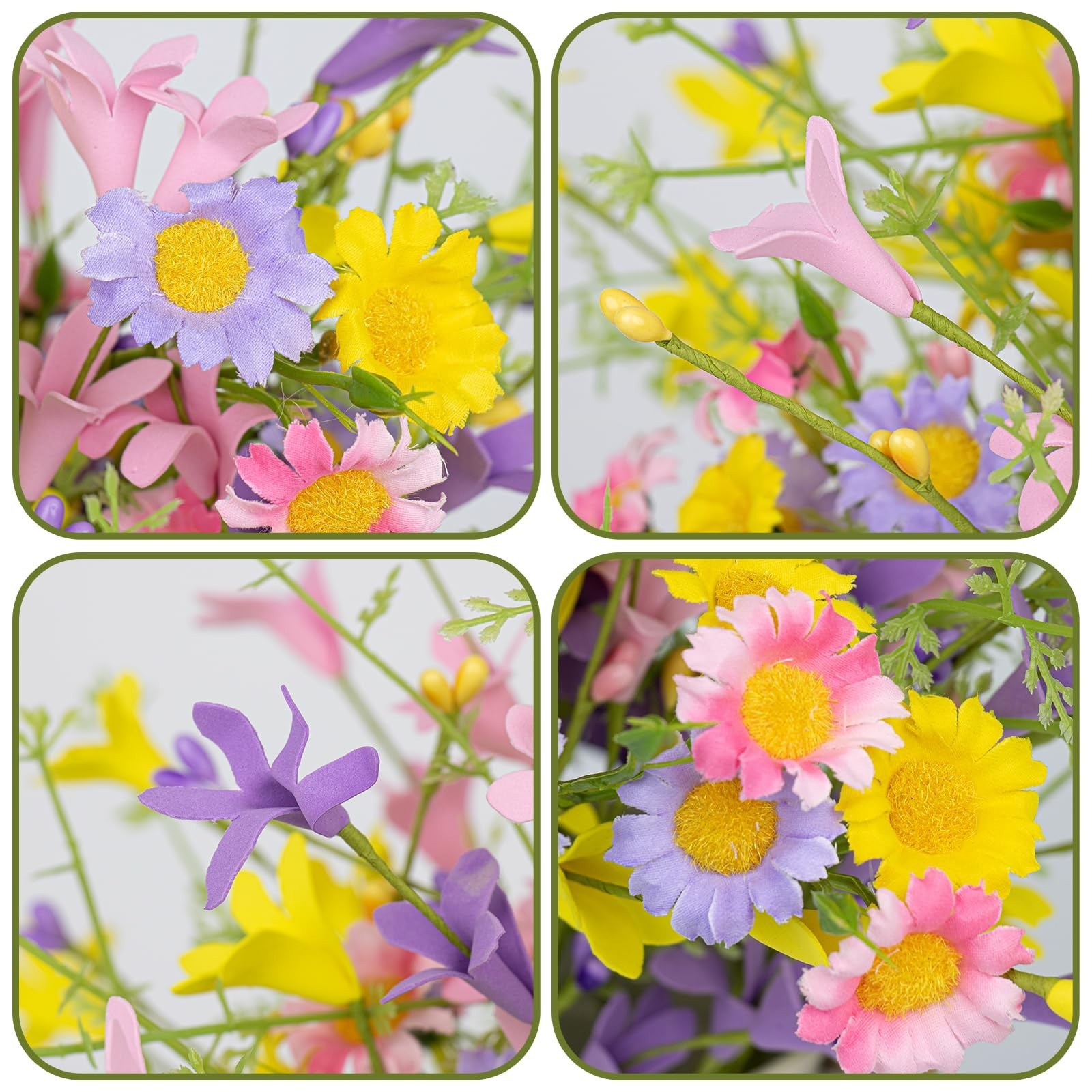 18 Pack Artificial Spring Flowers – 17” Forsythia Stems with Berries for Home De
