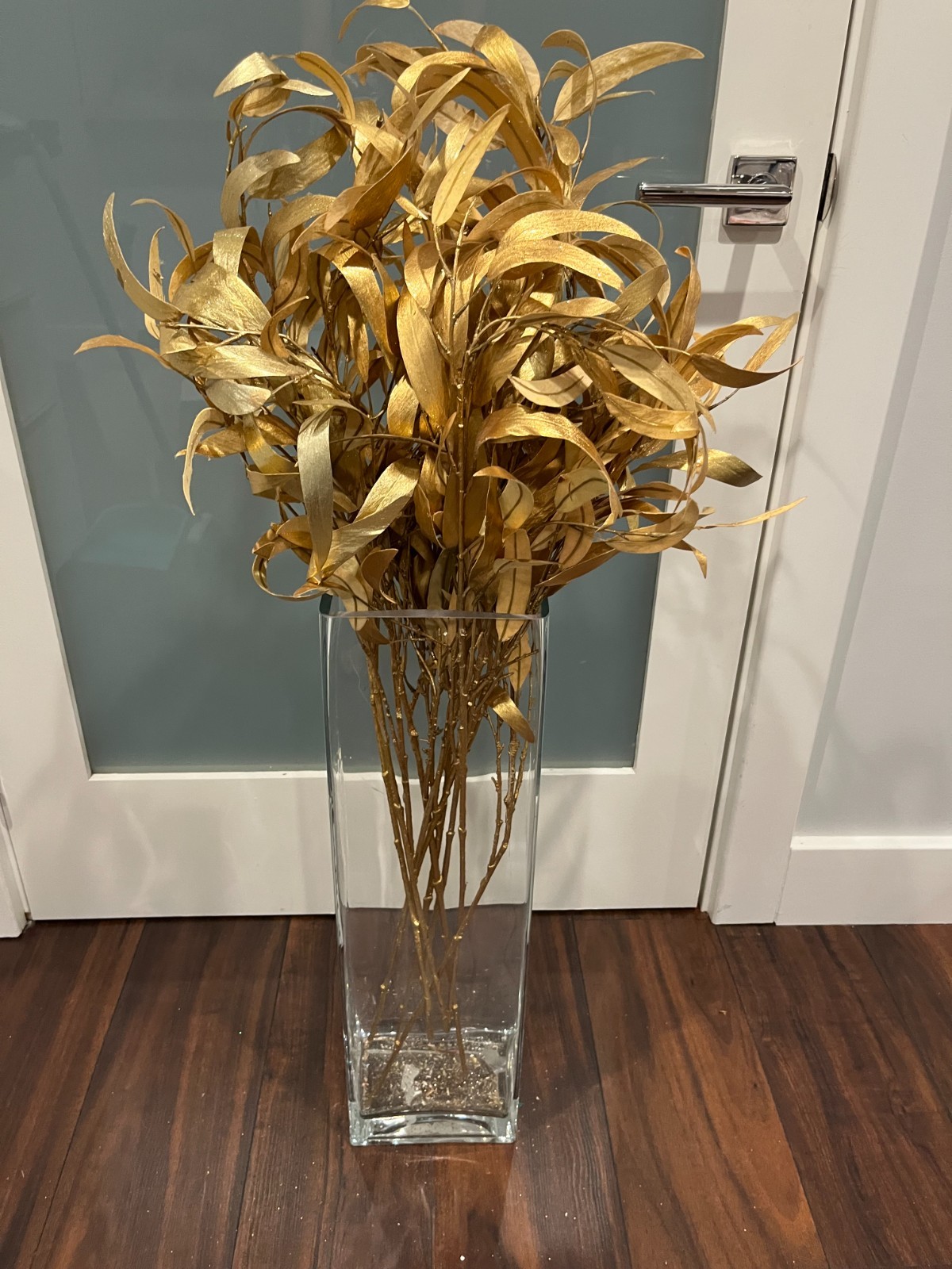Gold Metallic Eucalyptus Leaf Spray Stems – Approximately 31” Faux Floral Stems
