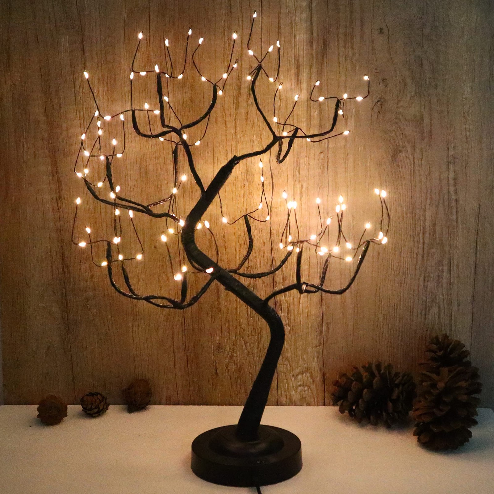 108 LED Tabletop Tree Light, 20 Inch Lighted Artificial Bonsai Twinkle Tree L…