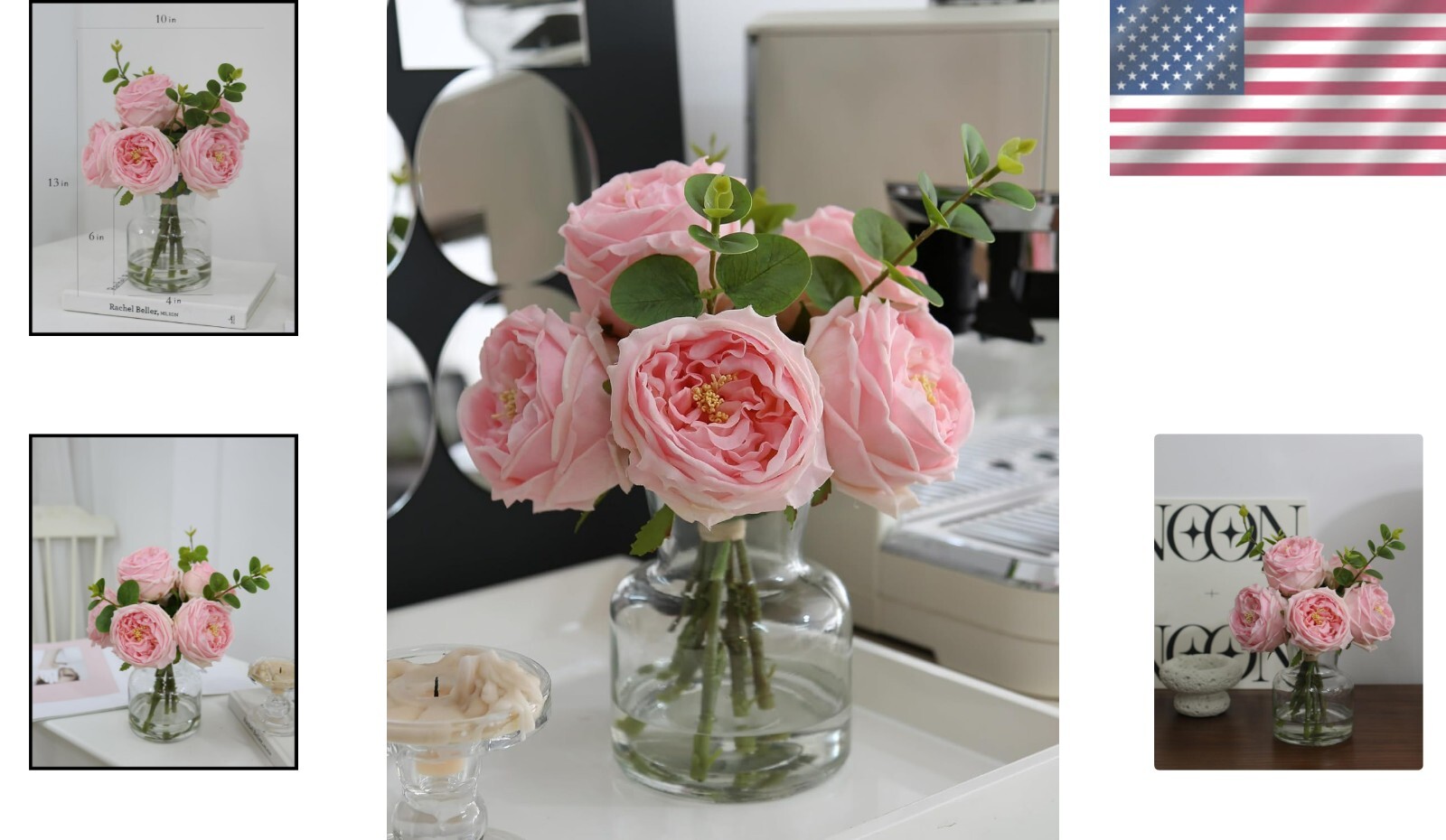 High-Quality Silk Pink Roses in Vase with Artificial Water – Timeless Gift Idea