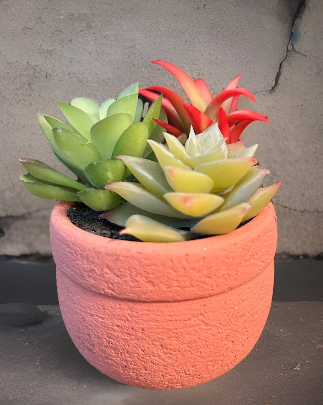 Small Artificial Succulent Plant Arrangement Terracotta -Style Pot Shelf-Window