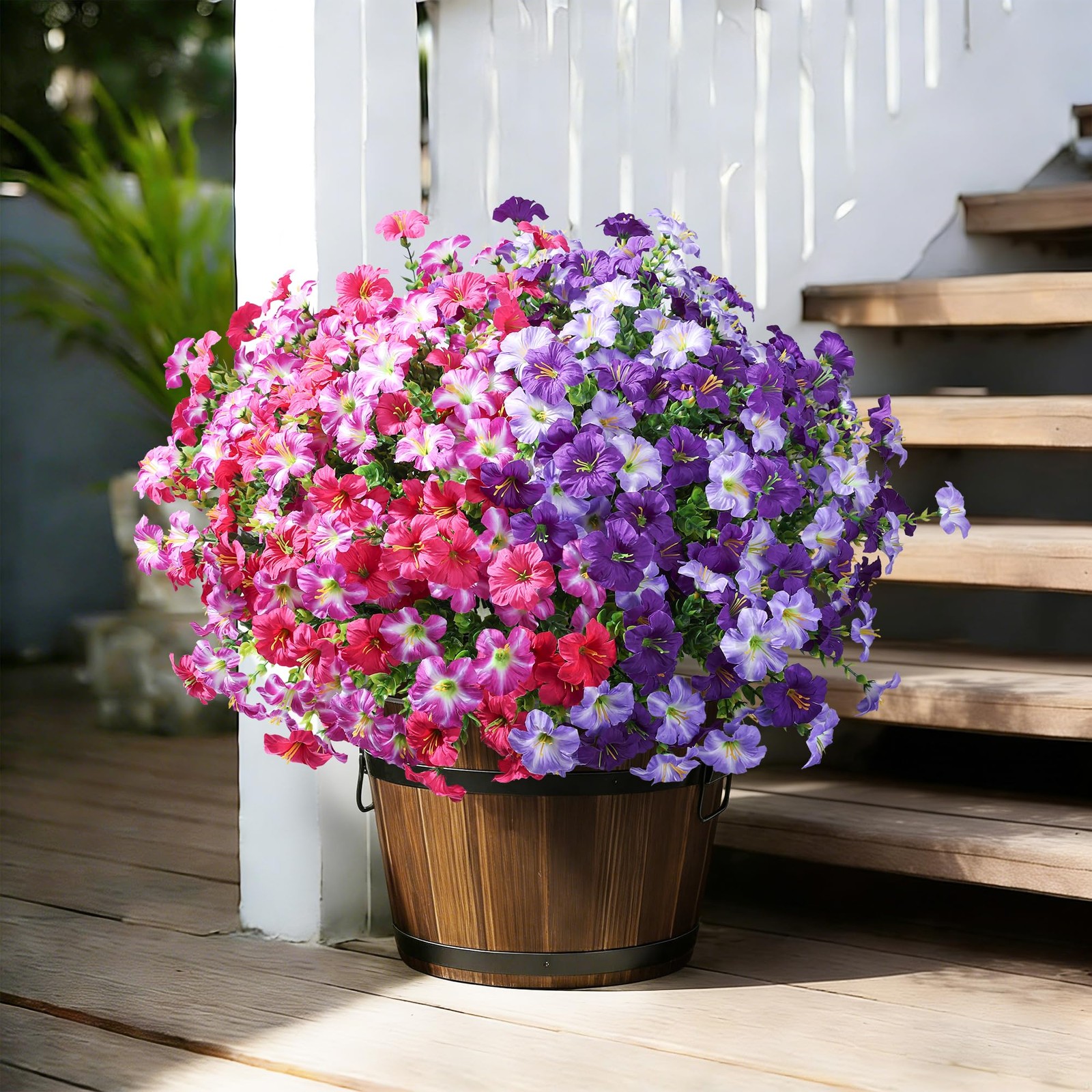 Artificial Flowers for Outdoors Plants Outside Decoration, 20 Bundles Silk Pe…