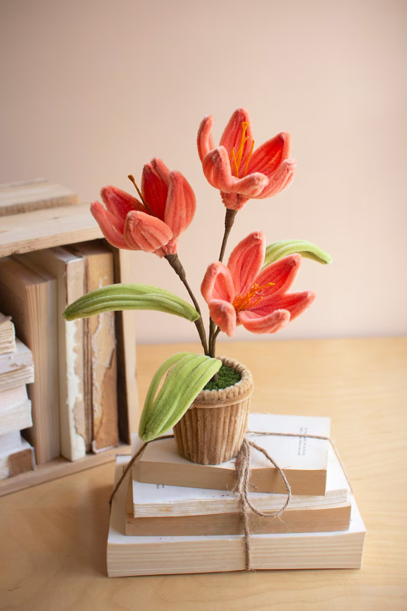 Set Of 4 Pipe Cleaner Potted Flowers Brings Colorful Charm To Any Space or Room