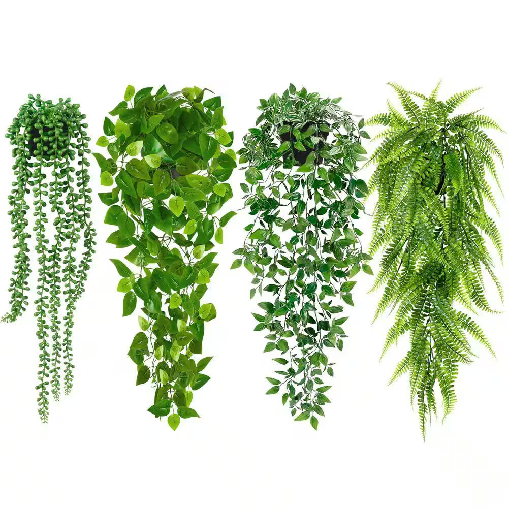 43.3 In. Green Artificial Hanging Eucalyptus Plants in Pot, Fake Potted Greenery