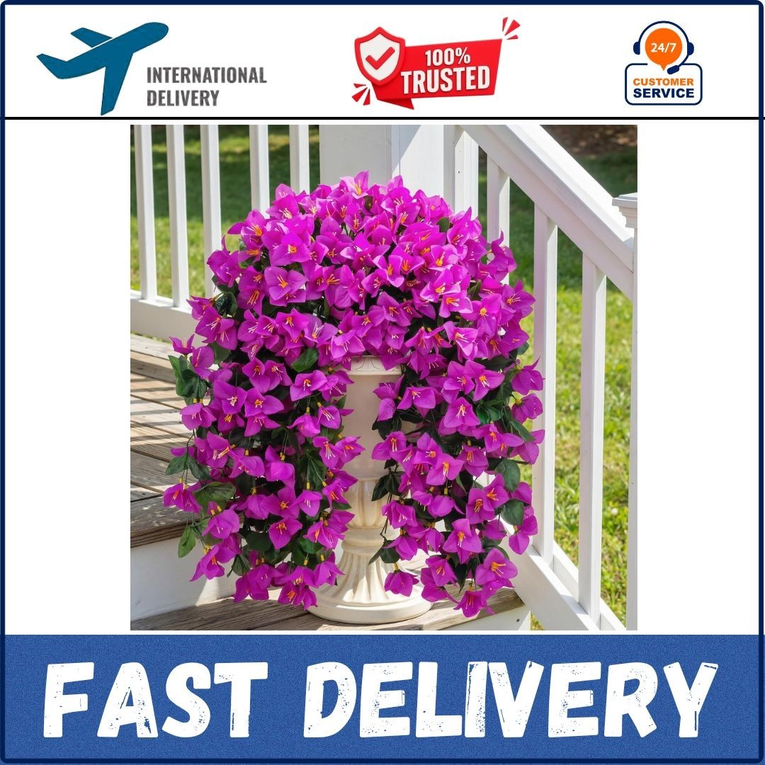 Artificial Bougainvillea Flowers Plants for Outdoors Decoration, 2 Pcs Faux Silk