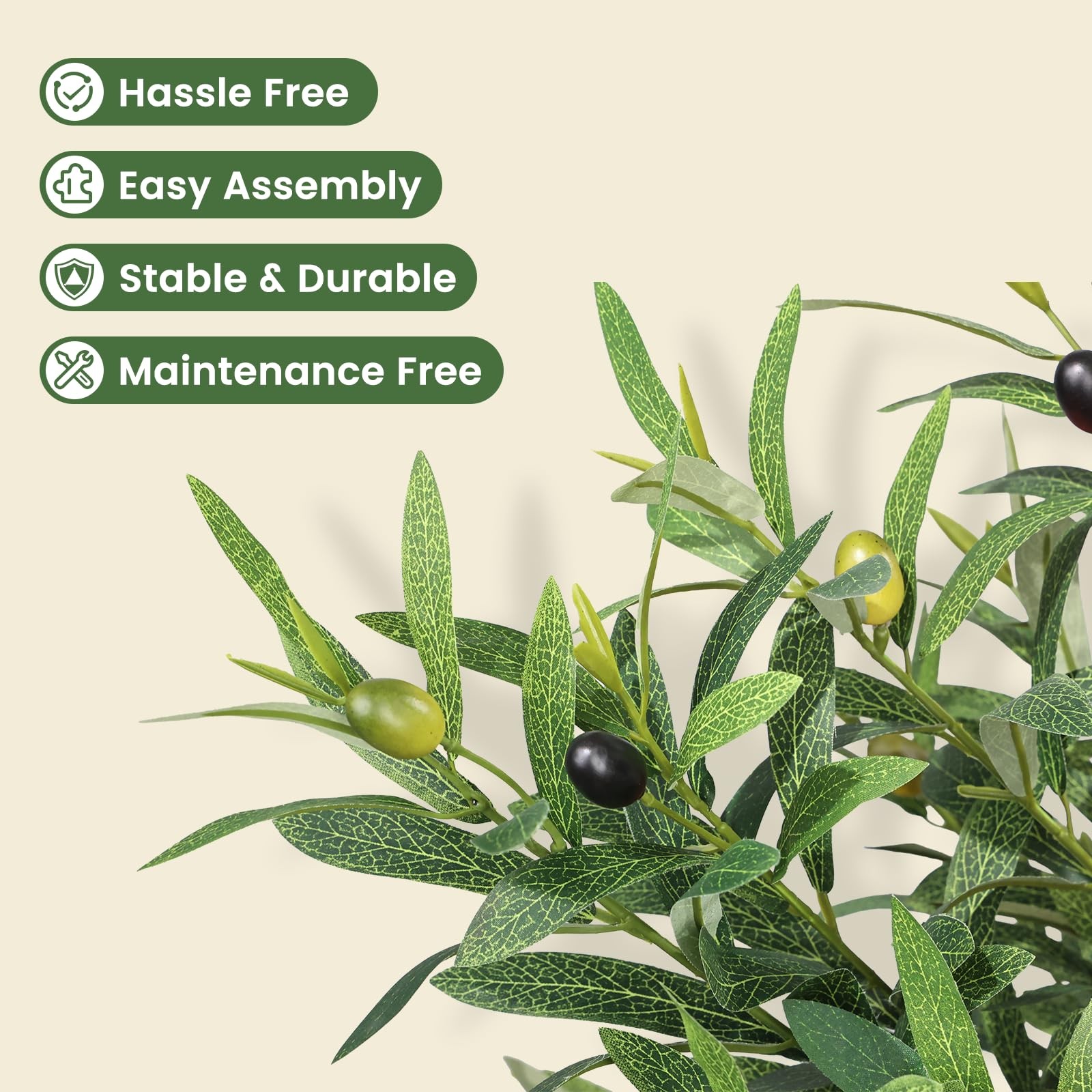 Faux Olive Tree 7ft Tall 1Pack with White Planter for Home Decor