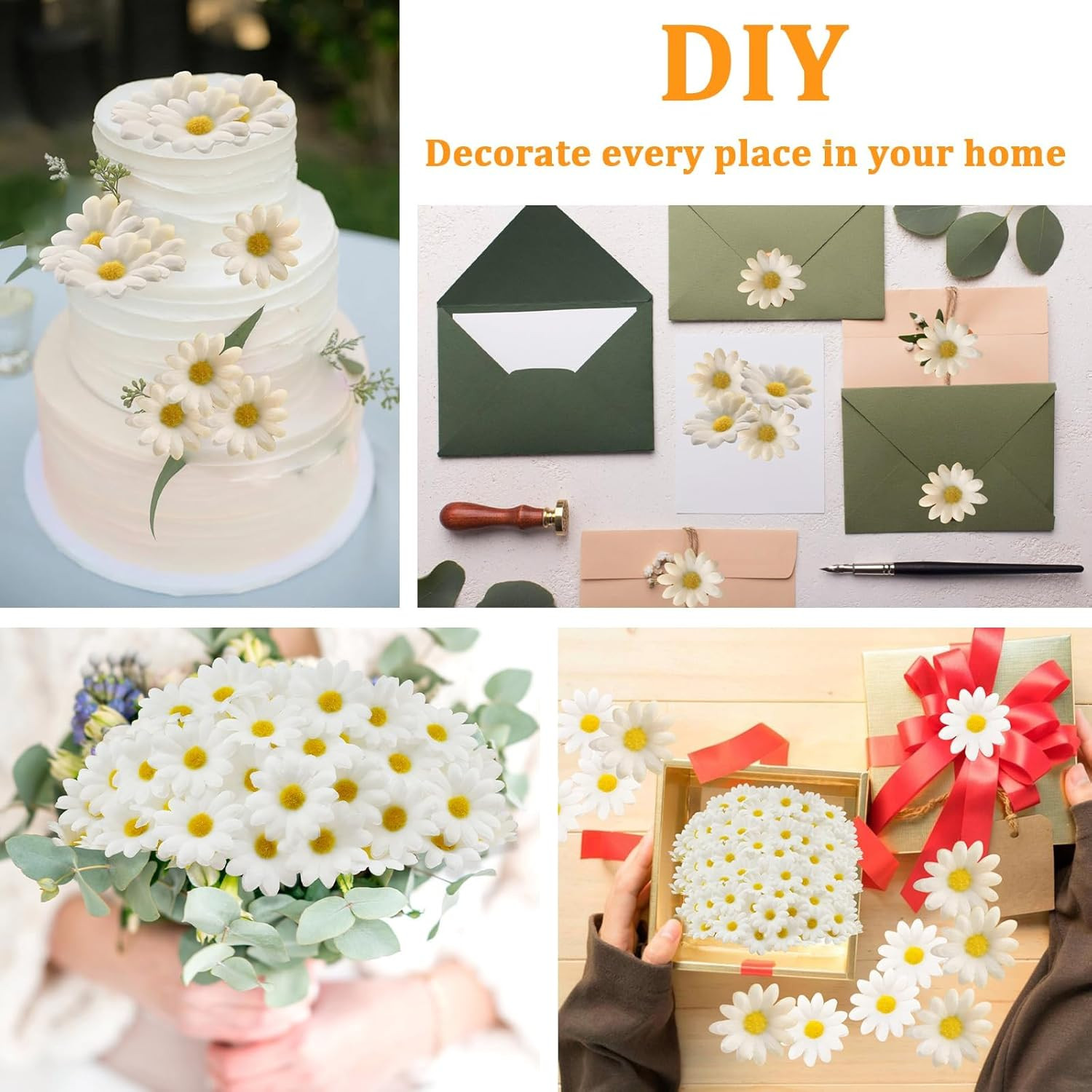 120Pcs Silk Artificial Gerbera Daisy Heads, 1.5 Inch Fabric Fake Chrysanthemum