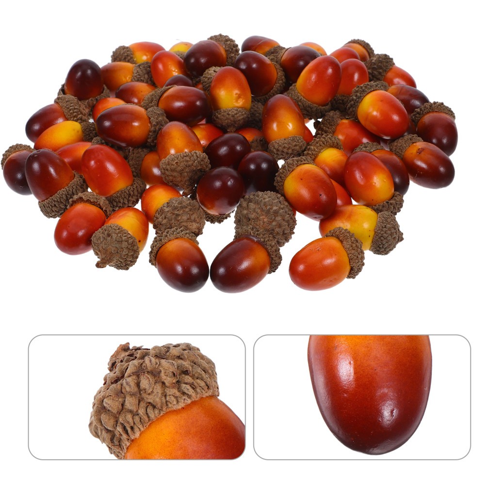 60 Pcs Acorn Bowl Filler Artificial Fruit Decor Mini Acorns Large