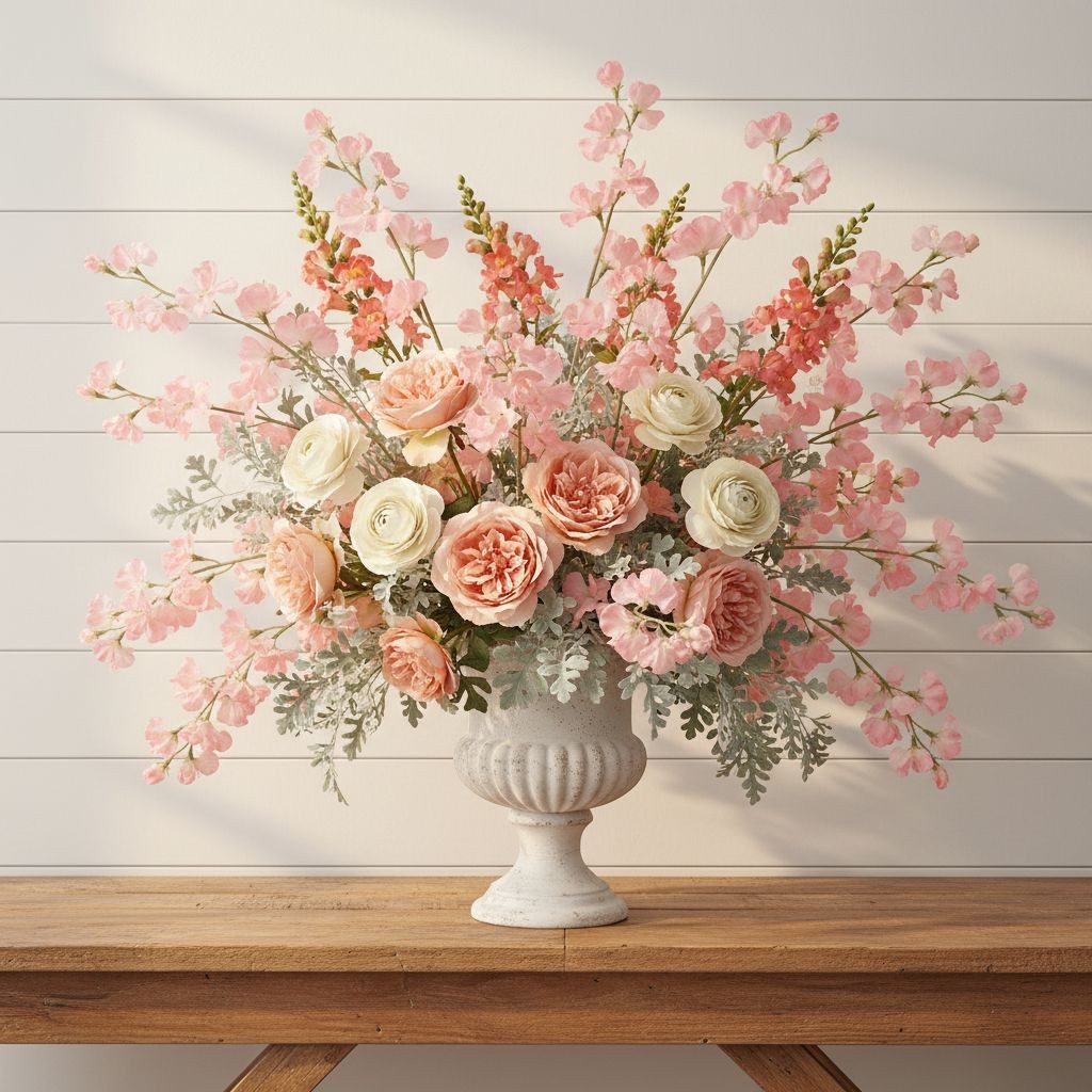 Pink Sweet Pea Flower Stems Faux Floral Cottagecore Decor Romantic Wedding Flowe