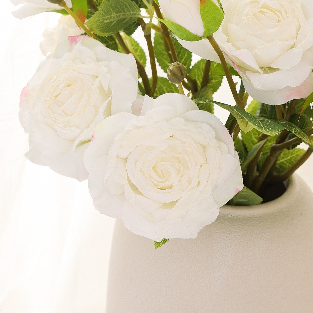 Burnt Edge Artificial Roses 5 Pack 20.5 in Silk Floral Stems Pink White Red