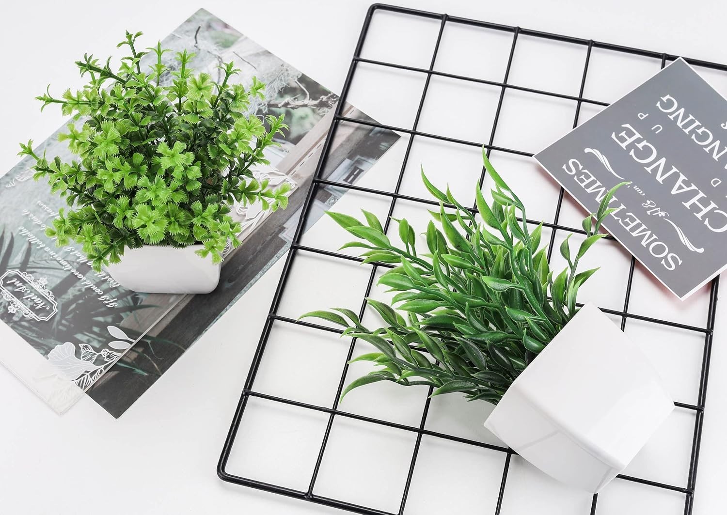 2 Pack Artificial Greenery Plants Indoor for Office Desk Decor | Cute fake pl…