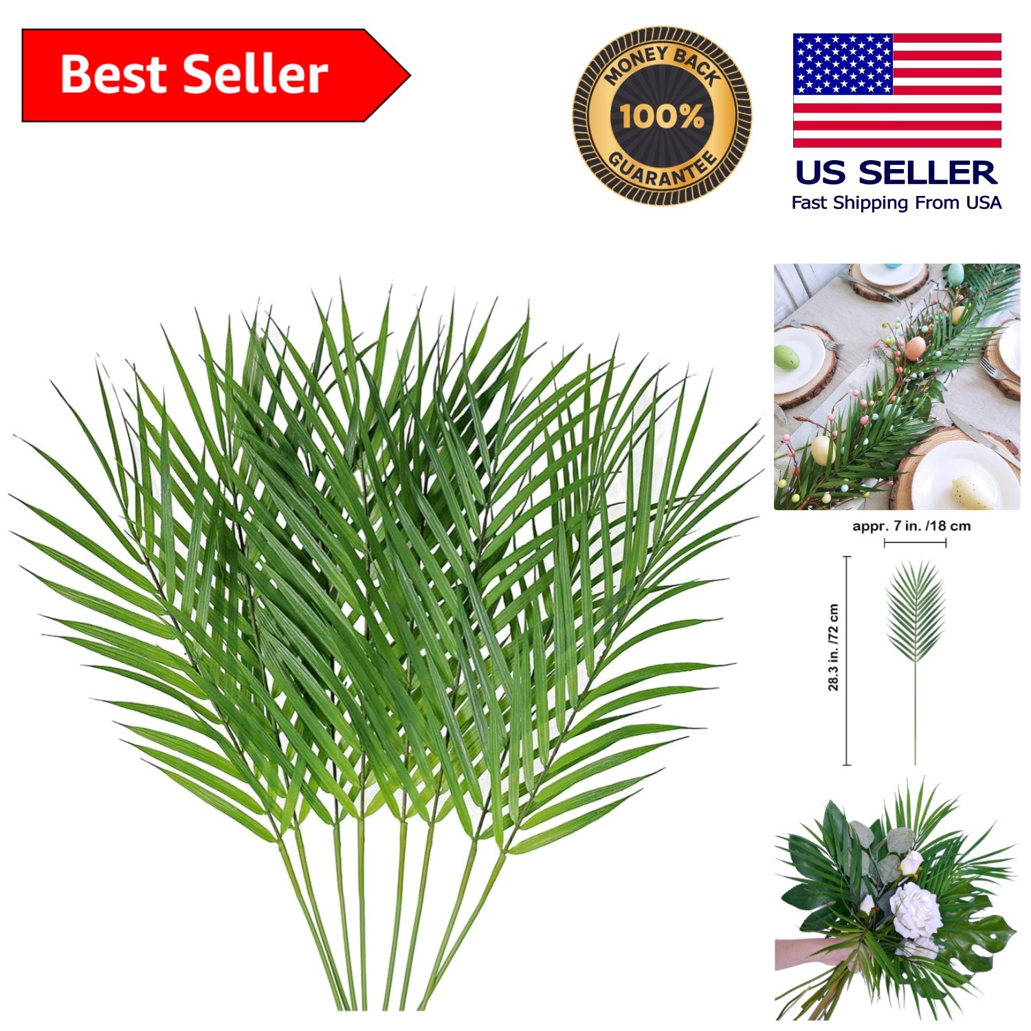 Faux Tropical Palm Leaves – 8 Pcs, 28” for Stunning Floral Arrangements