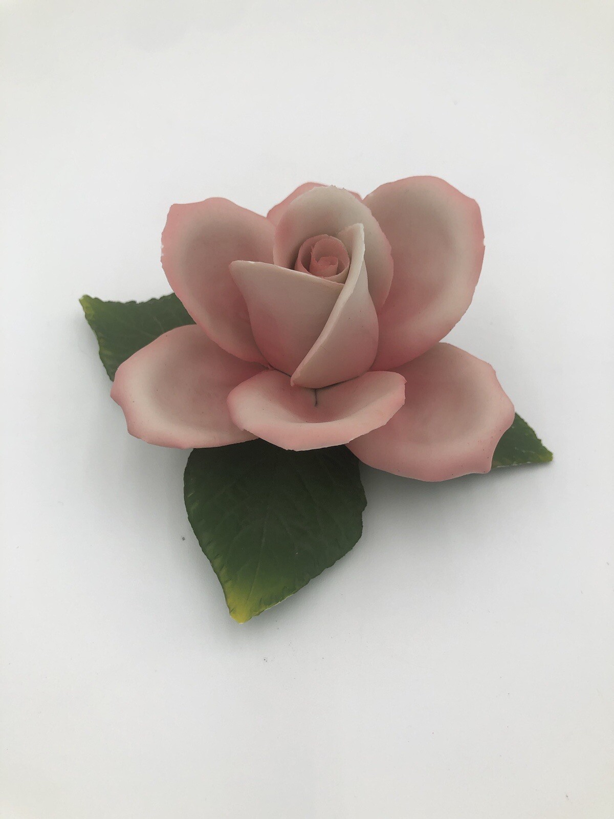 CAPODIMONTE PORCELAIN PINK ROSE BY NAPOLEON OF ITALY , 4” x 4” – B