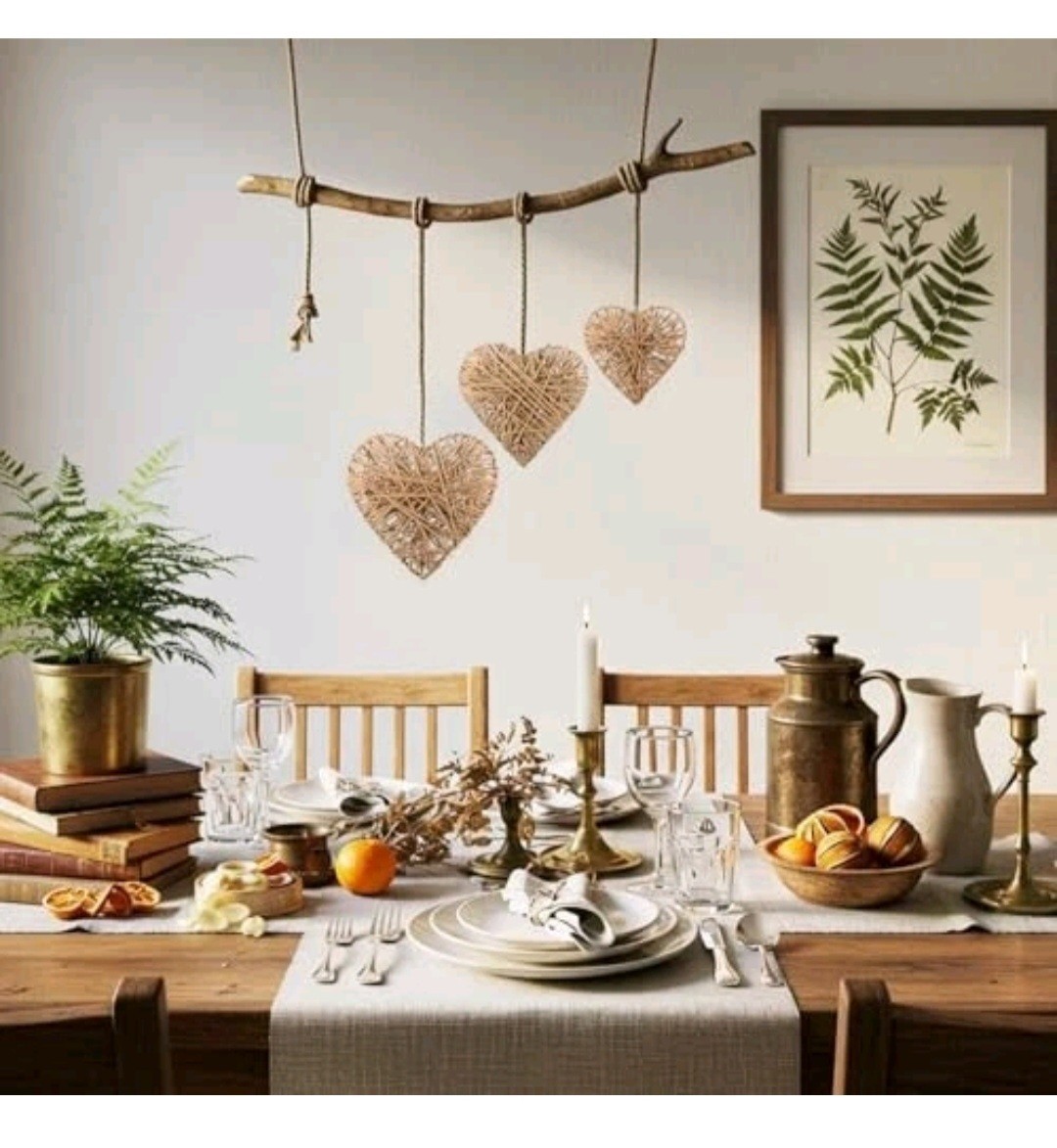 3 Piece Rustic Rattan Heart Wall / Hanging Decor For Valentine’s / Anniversary
