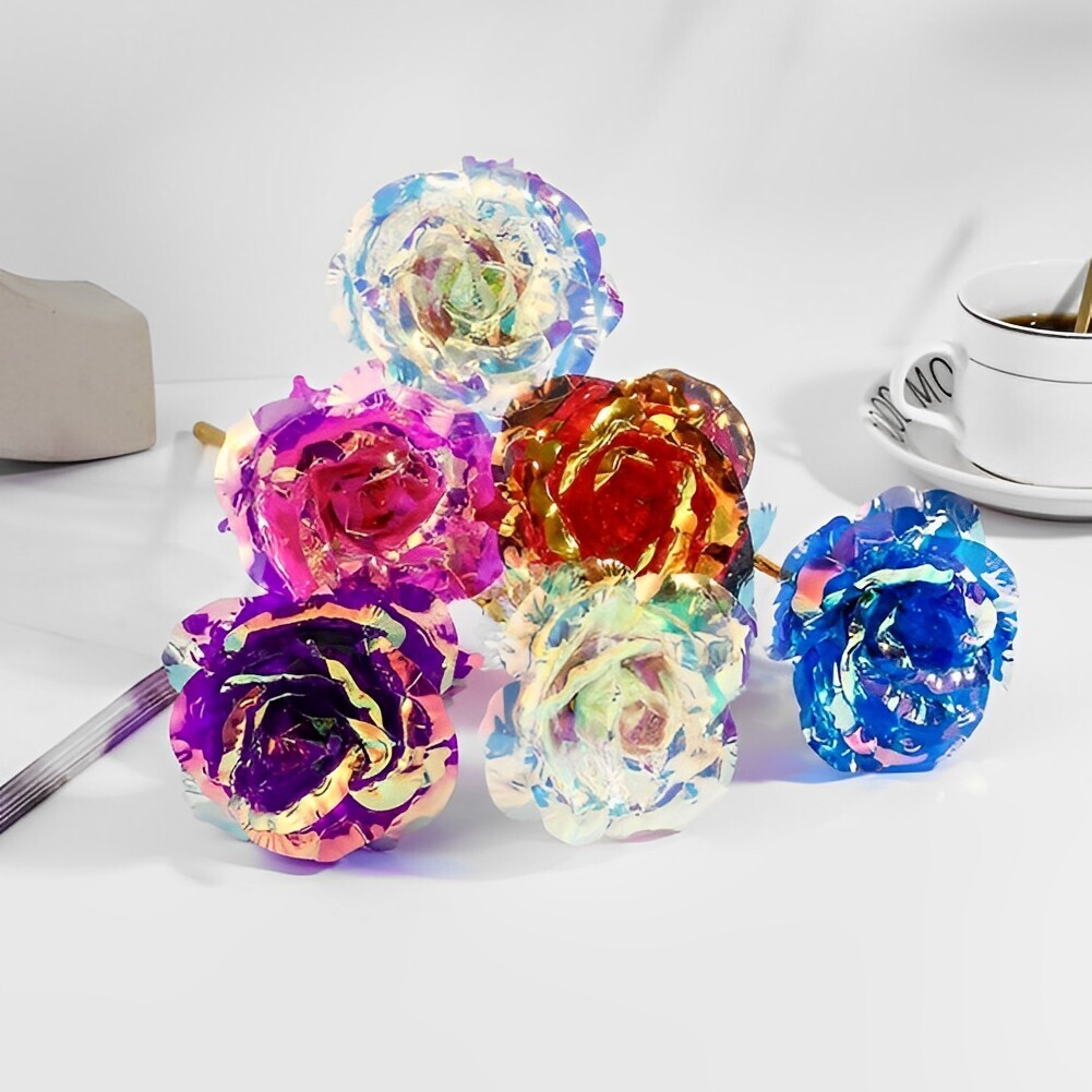 Valentine’s Day Gifts Foil Rose Flower Artificial Flower 24K Golden Plated – 4PC