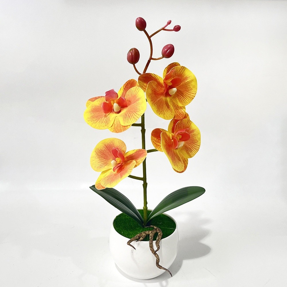 Artificial Phalaenopsis Orchid Potted Plant 12in White Purple Pink Orange
