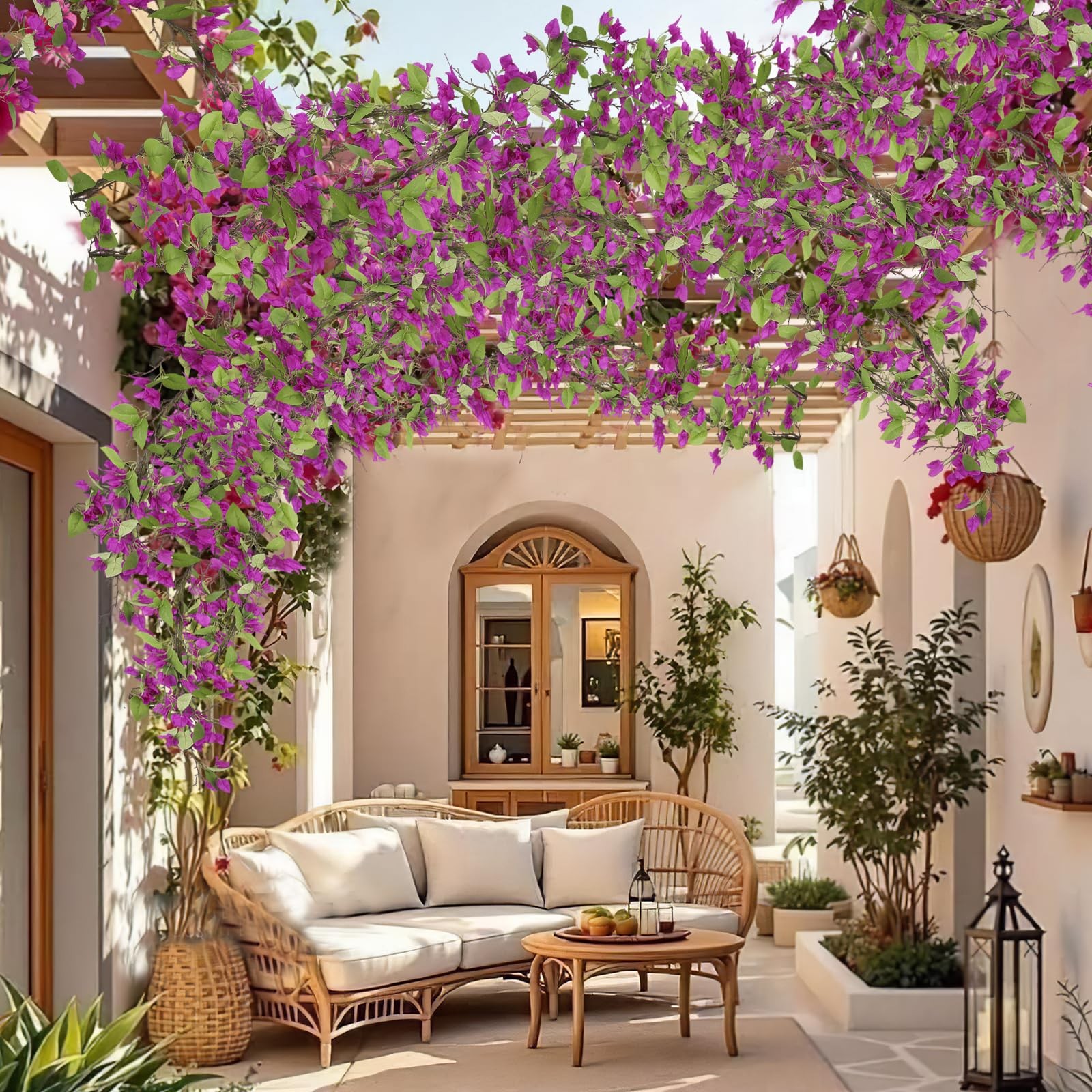 Artificial Bougainvillea Flowers Garland Purple Silk Bougainvillea Vines UV R…