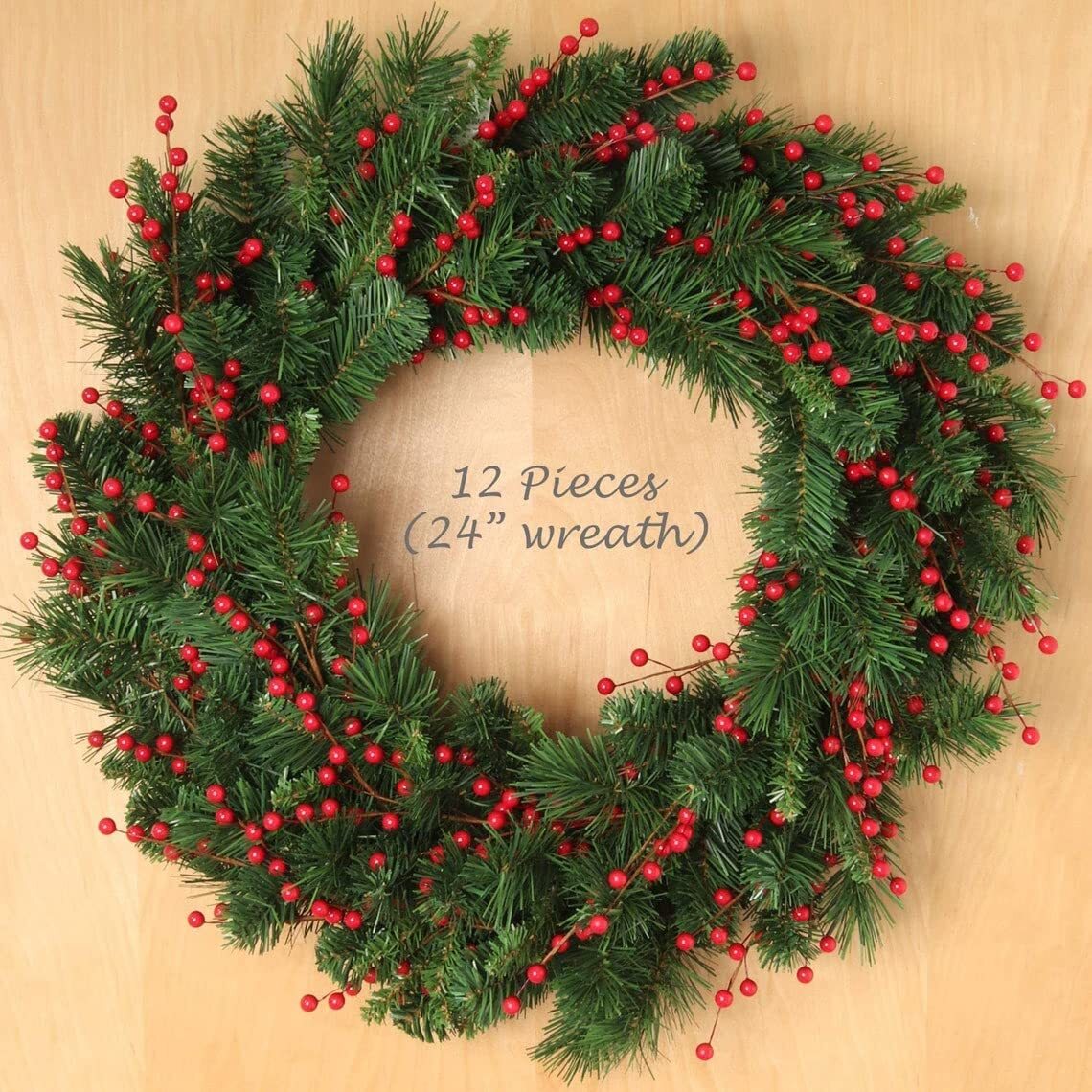 12 Red Holly Berry Stems: 17″ with 35 Berries, Festive Holiday D?cor