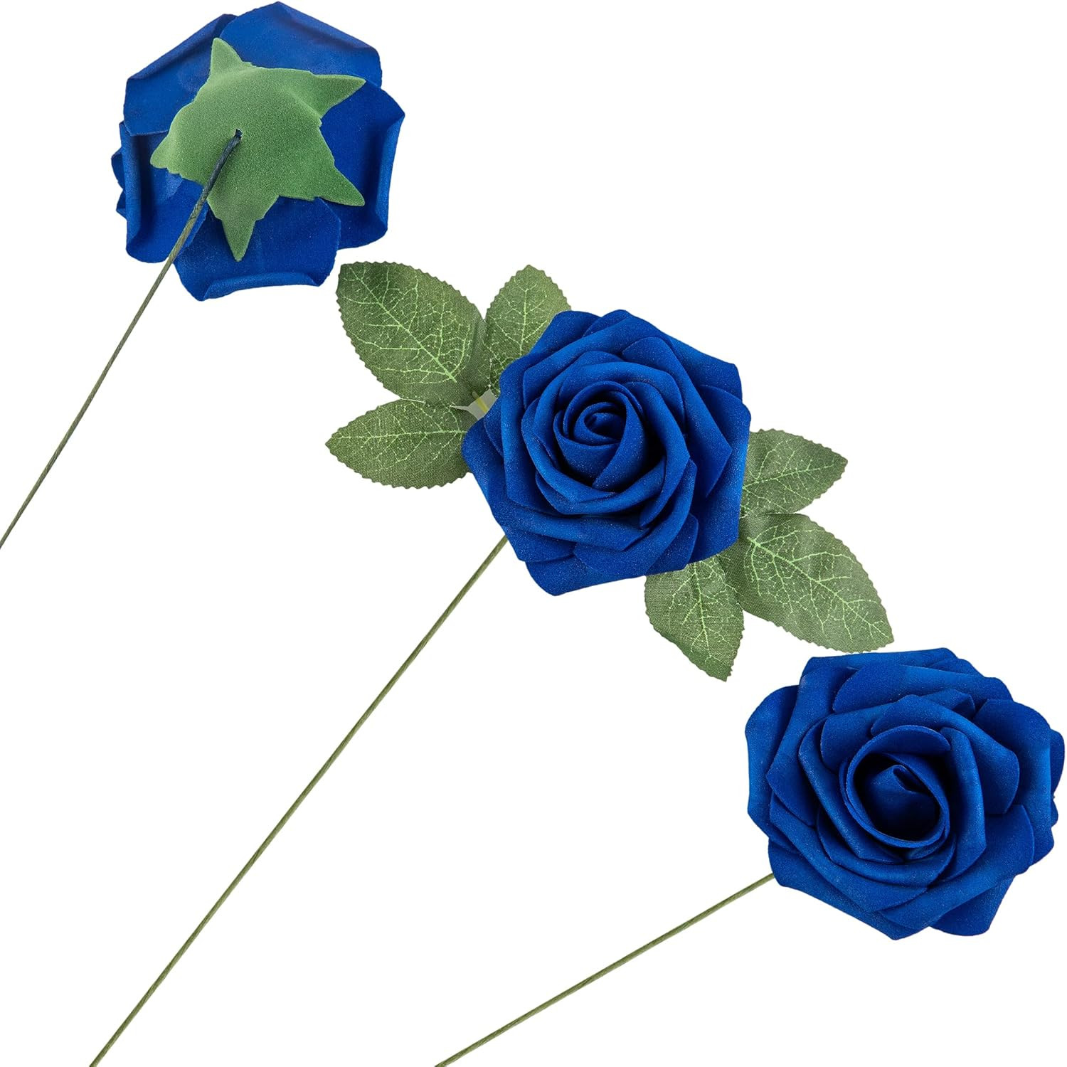 Artificial Flower Foam Rose 25pcs Real Looking Fake Rose with Stems Leaves for H