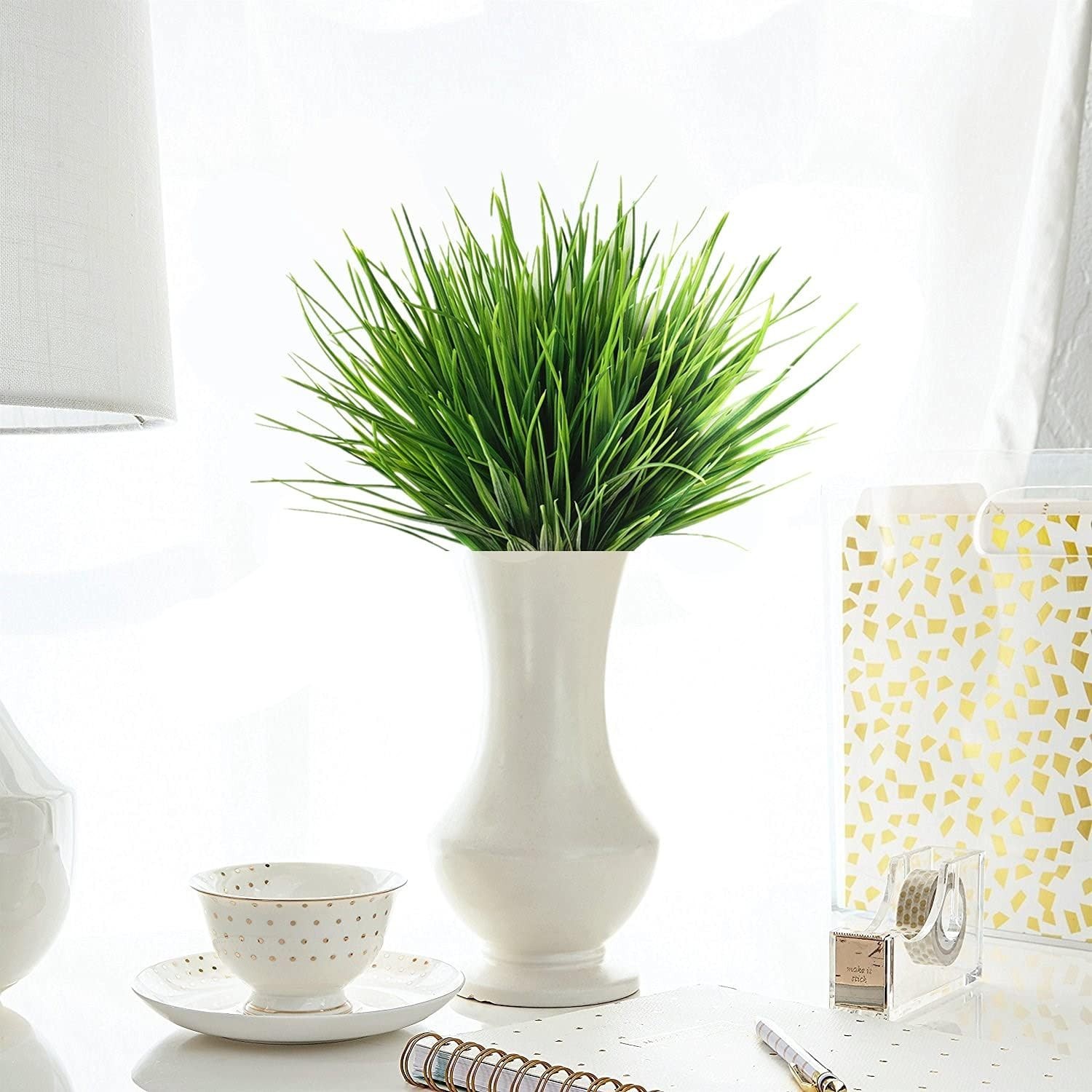 Generous 8 Pack of UV Resistant Faux Grass Plants for Effortless Elegance