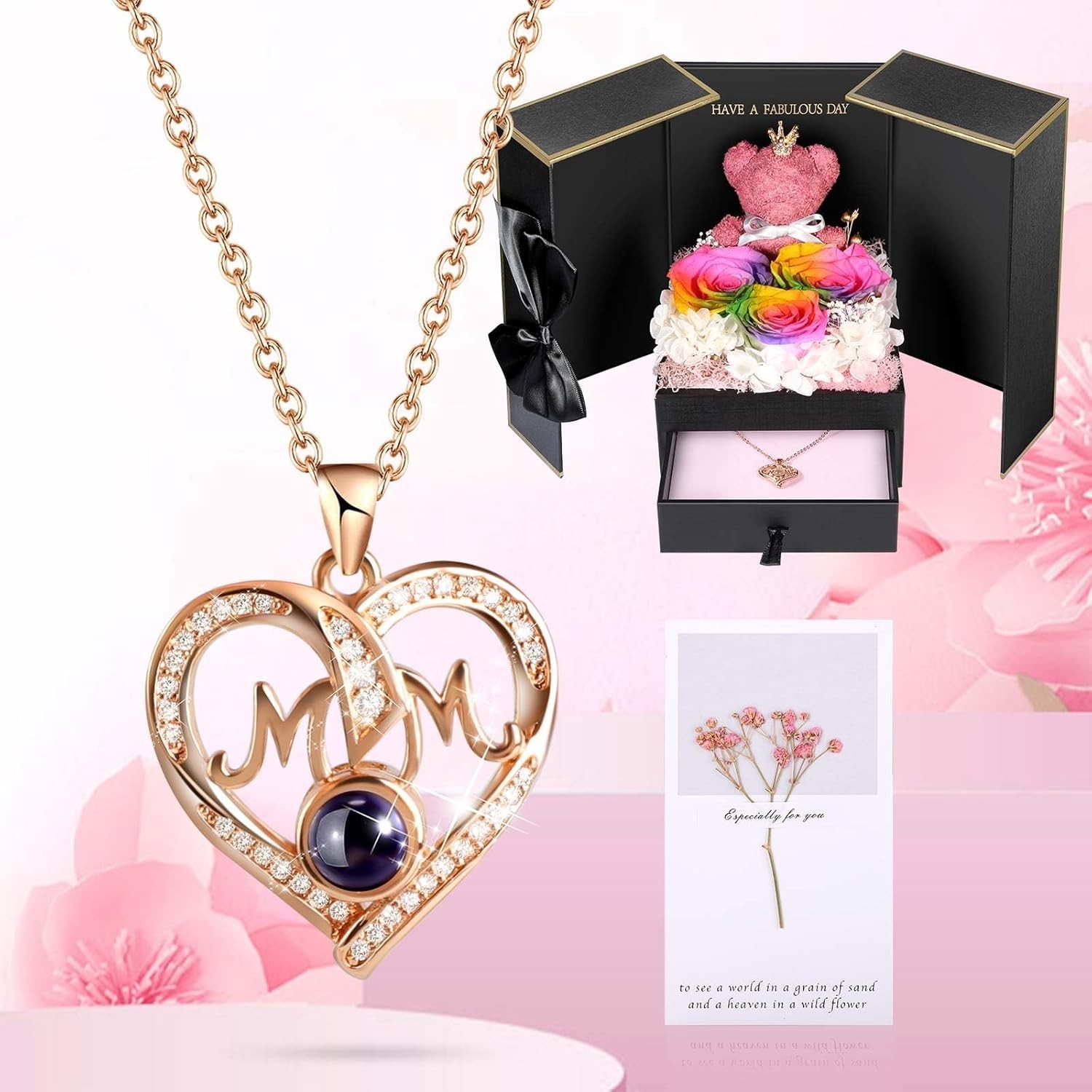 Unique Gifts for Mom, Preserved Real Rainbow Rose with 100 Languages I Love Y…