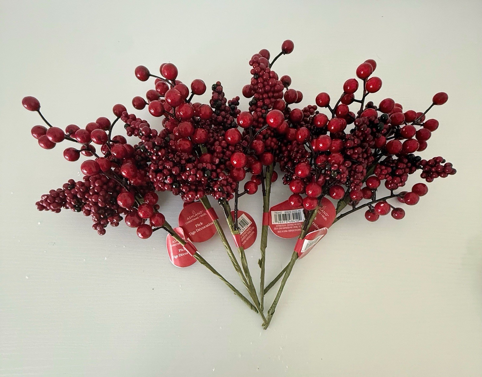 Lot of 6 Ashland Christmas Frosted Red Berry Picks Holiday Tree Wreath Decor New