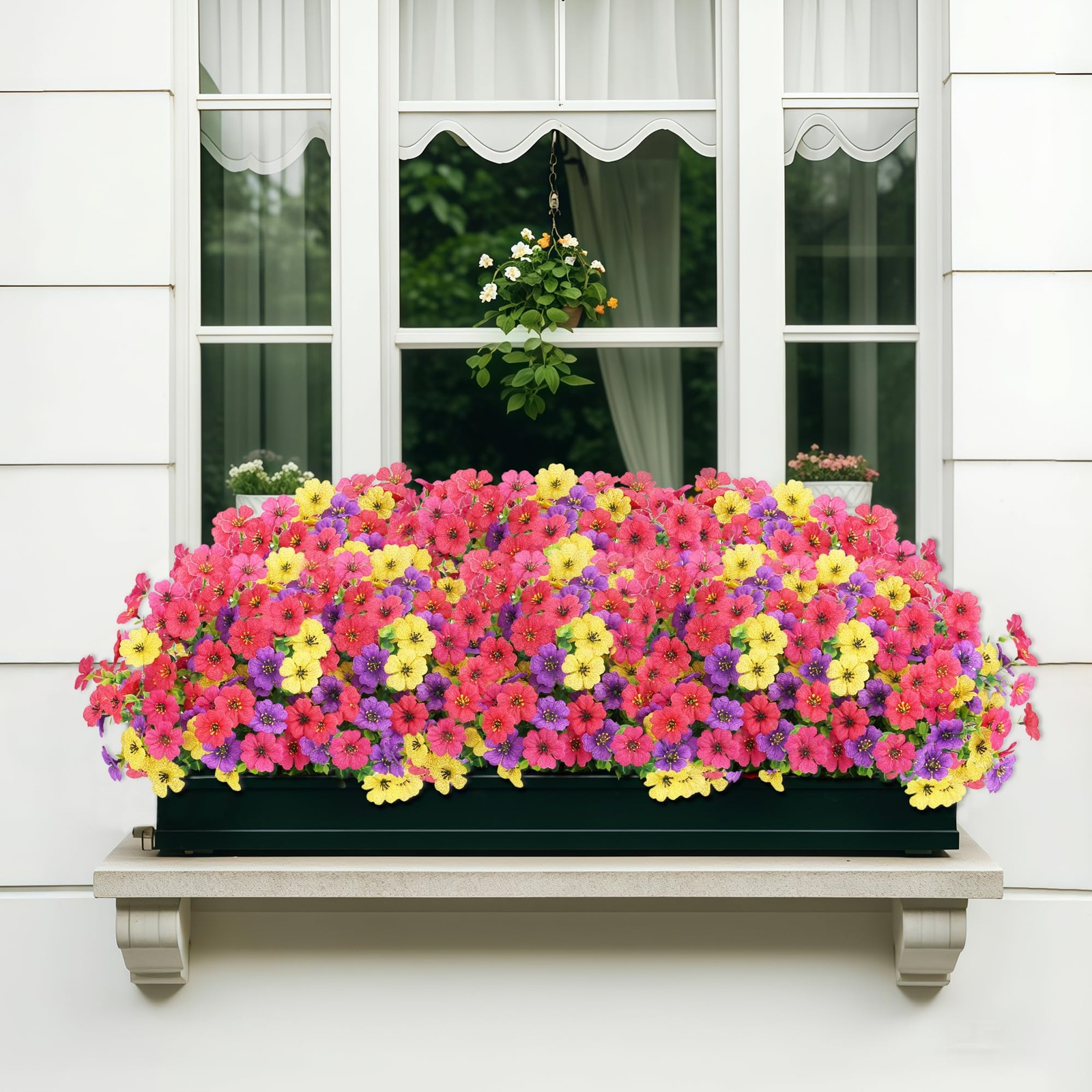 Colorful Artificial Flowers for Outdoors Fake Plastic Flowers 14 Bundles Faux…