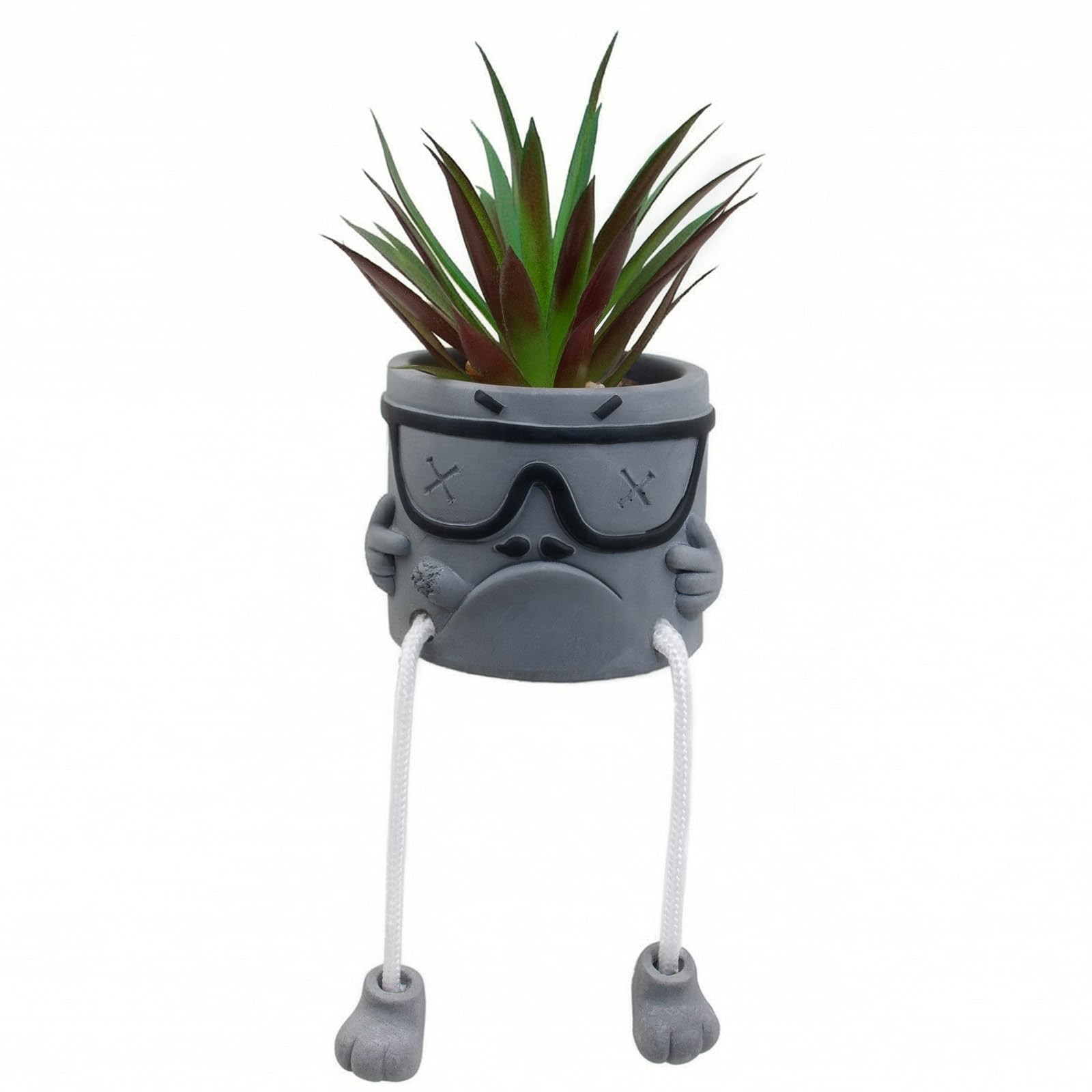1 PCS Creative Artificial Succulents Cement Pots Hanging Leg Wall Shelf Decor