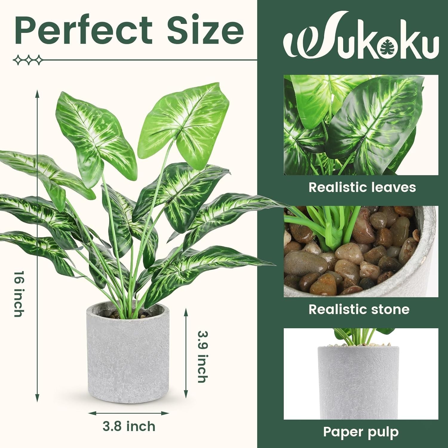 Plantas Artificiales 16 Pulg Tropical Falsas Interior Escritorio Hogar Oficina