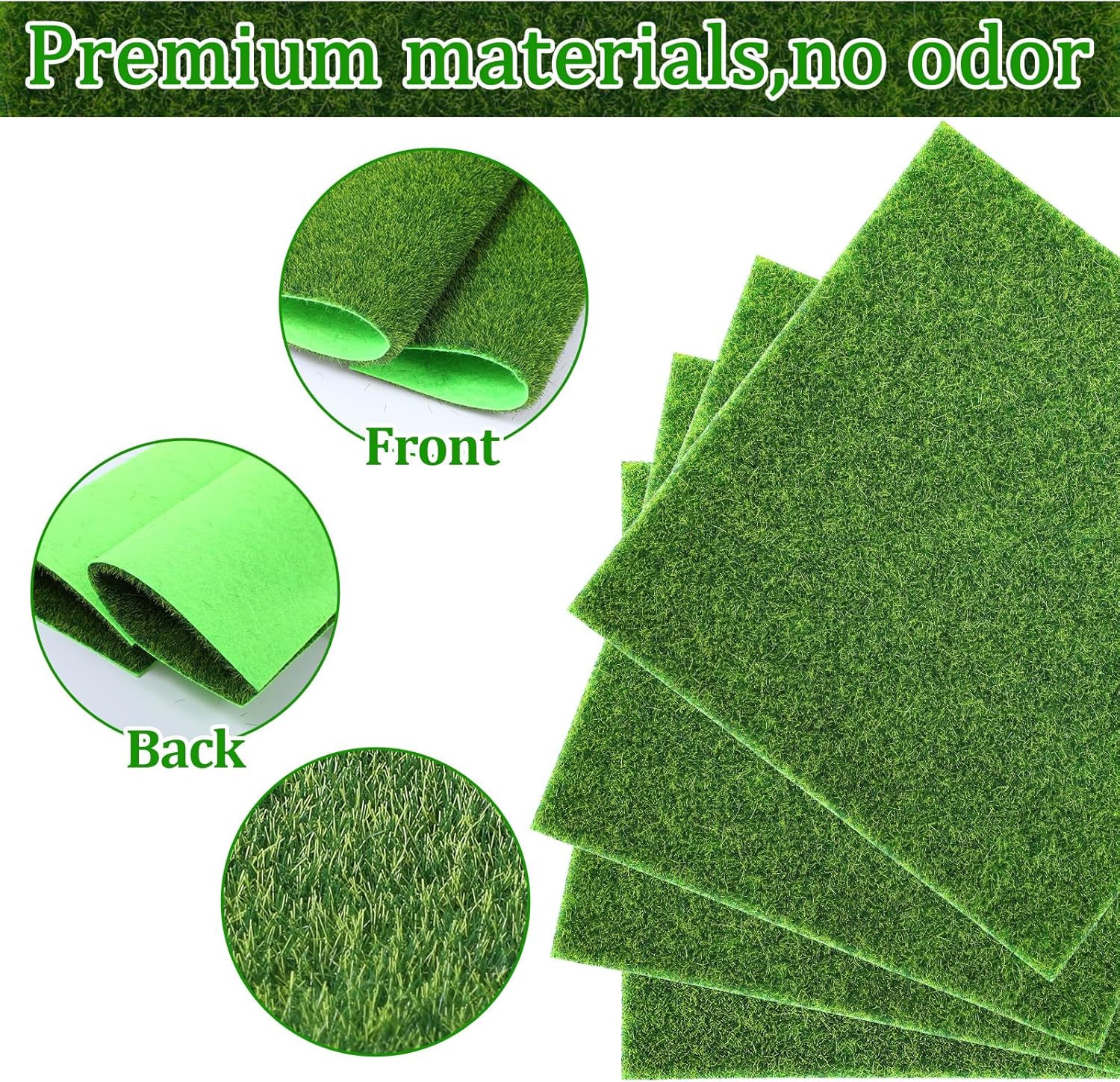 4 Pcs Fake Grass Decor for Crafts, 6 X 6 Inch Fairy Artificial Moss, Miniature M