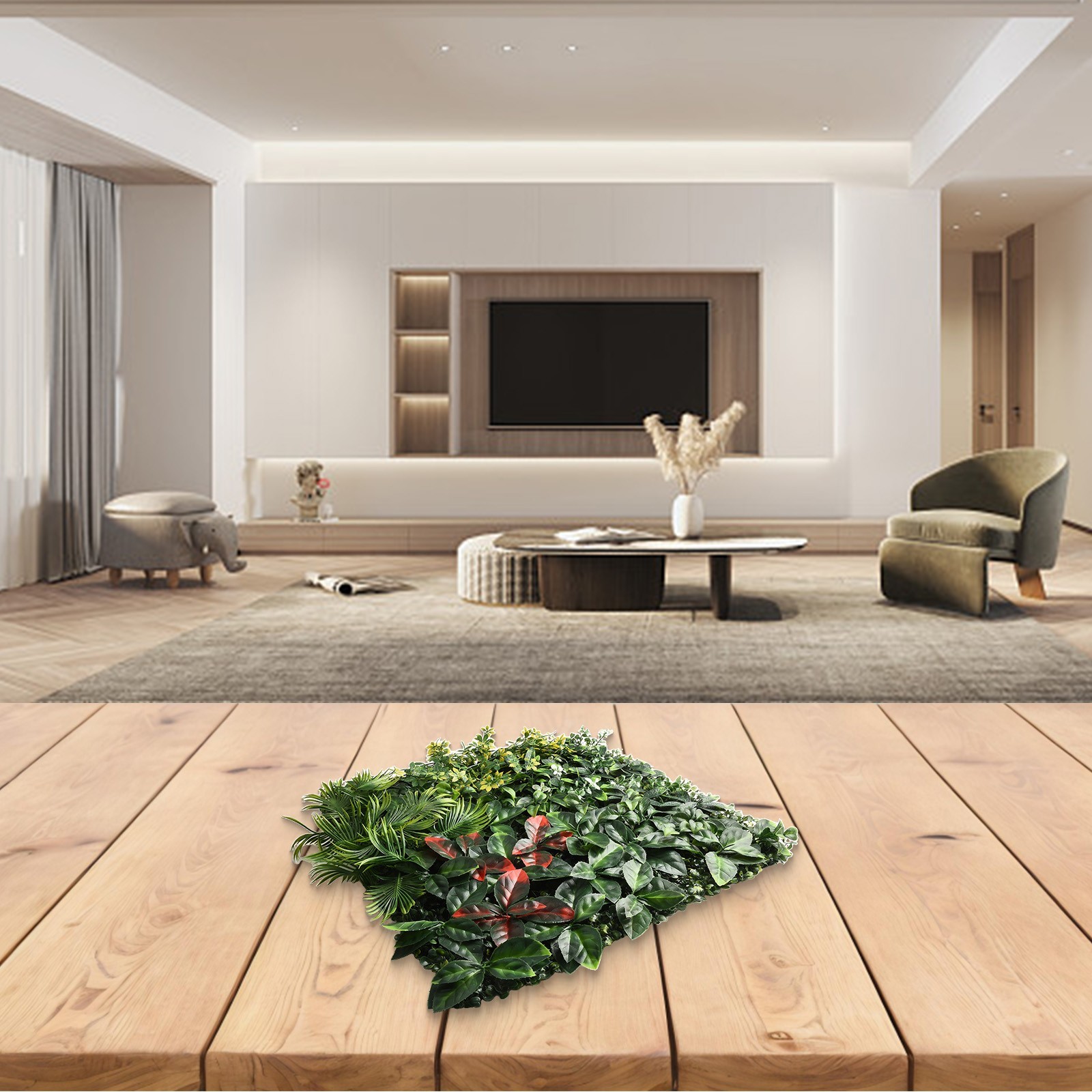 Green Plastic Lawn Plants for Home Decoration Easy to Clean and Maintain