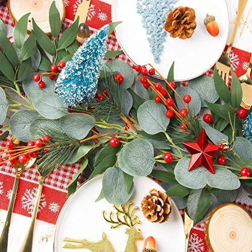 4 Packs 6.5 Feet Artificial Silver Dollar Eucalyptus Leaves Garland with Willow
