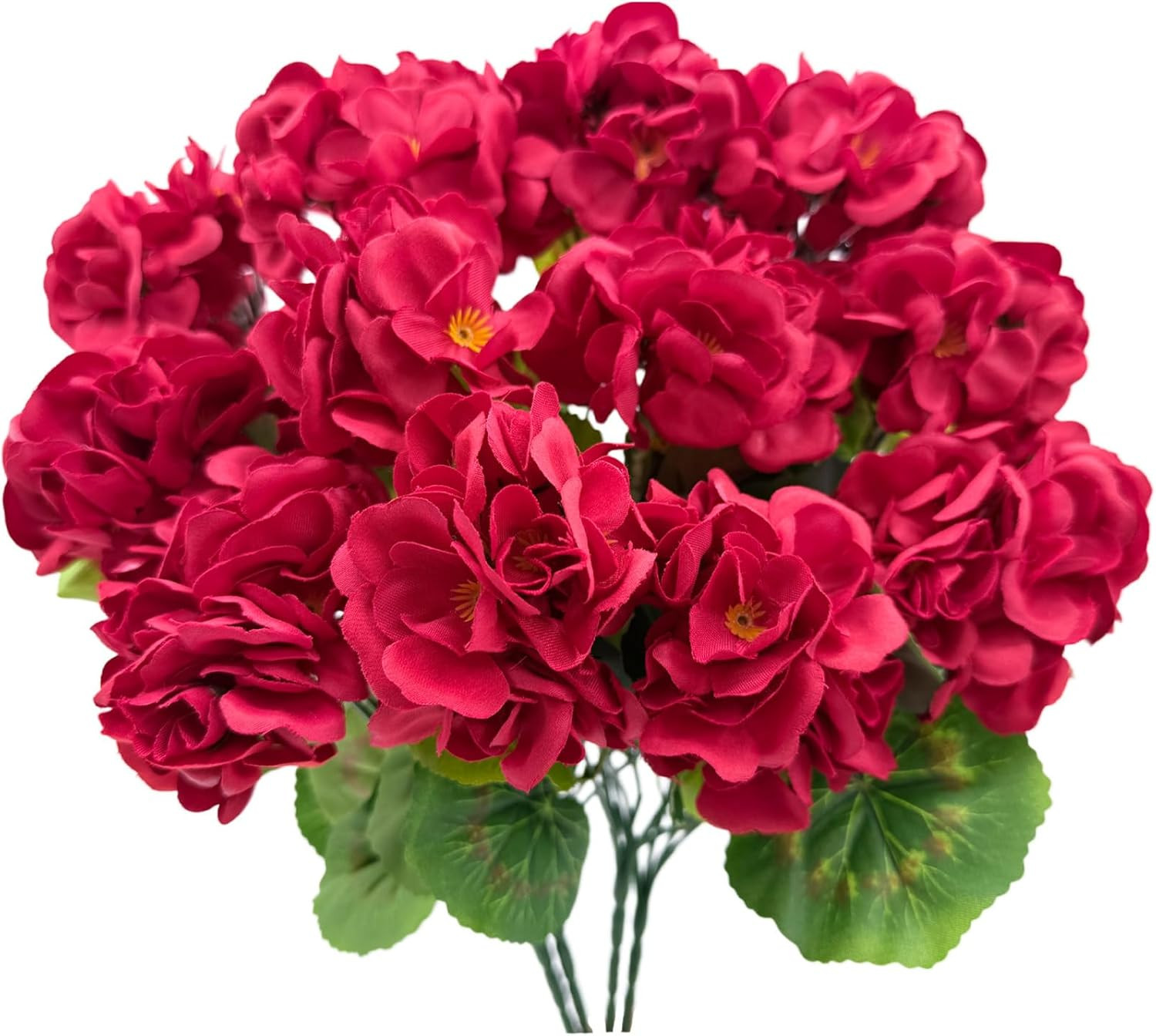 4PCS Red Artificial Geraniums Flowers Faux Geraniums Flowers Outdoor UV Resistan