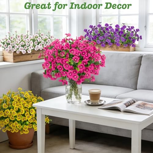20 Bundles Artificial Flowers for Outdoors, Fake Silk Flowers with Mixed Color