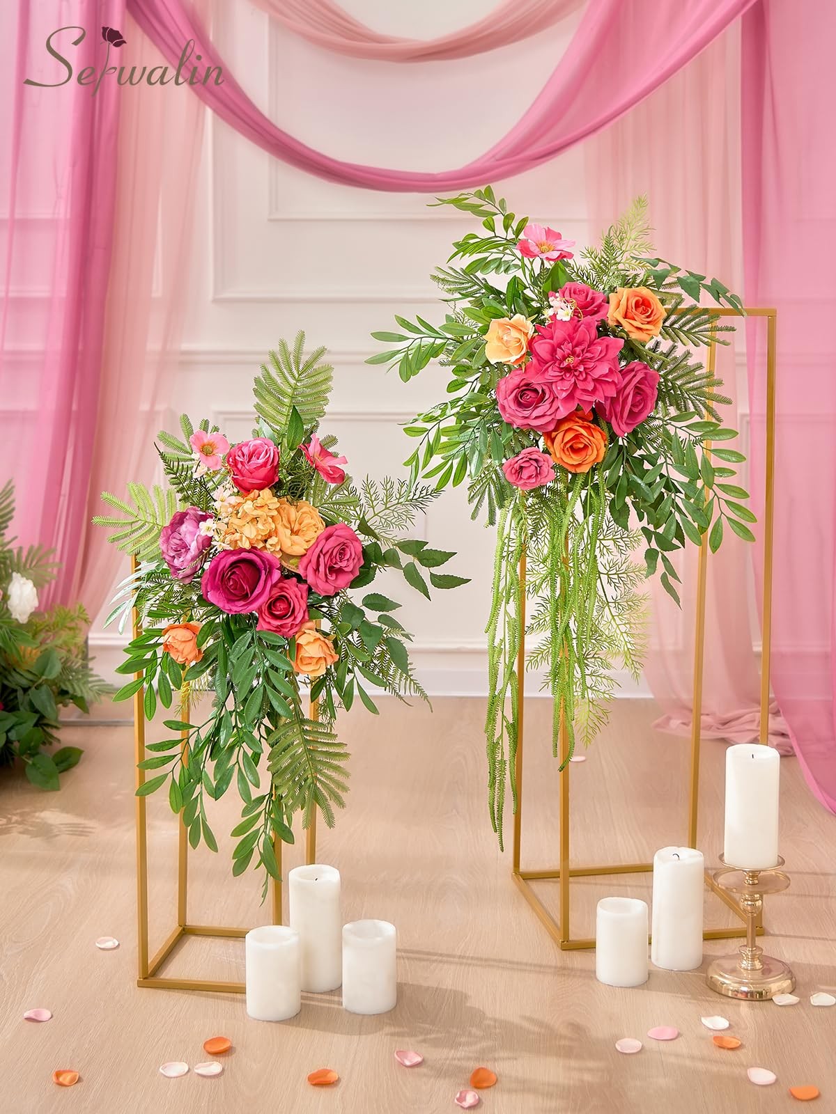 Artificial Hot Pink & Orange Flowers, Magenta Silk Fake Flowers, Autumn Faux …