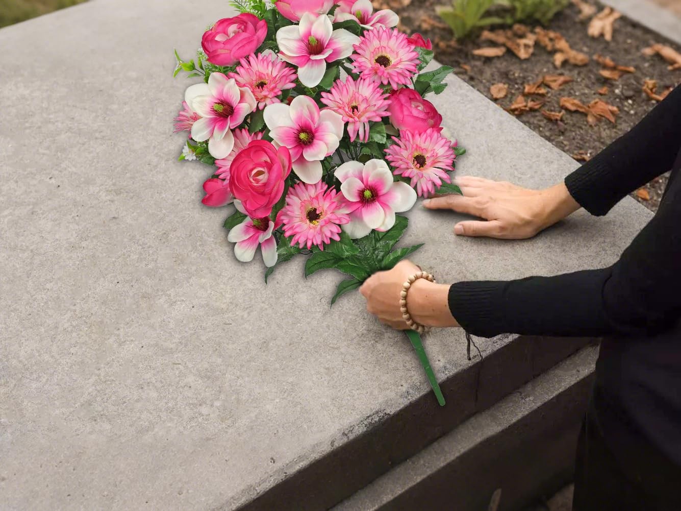 Artificial Flowers for Cemetery, Cemetery Flowers for Grave, Weather Resistan…