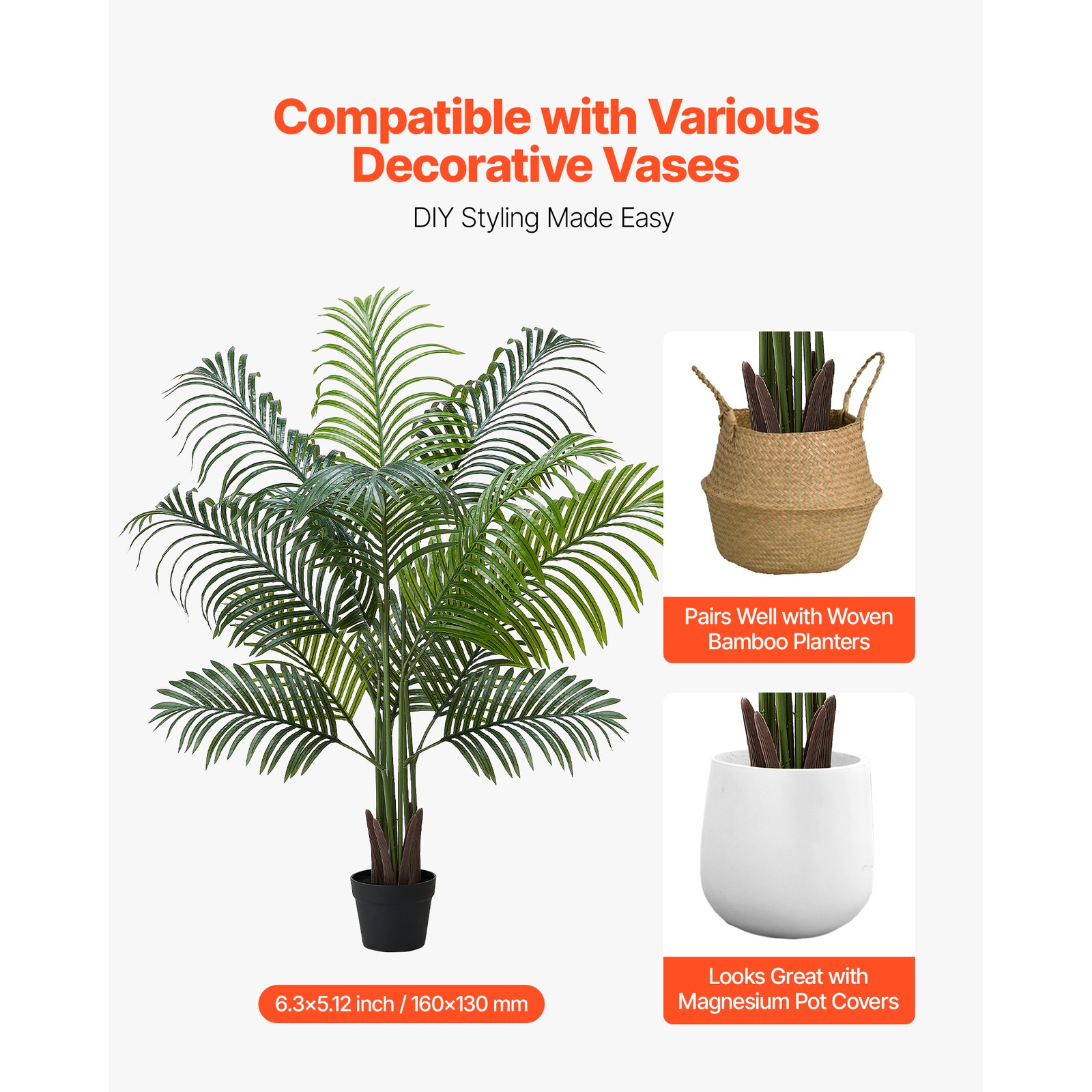 Uimoso 5ft Fake Areca Palm Tree with Pot for Indoor Decoration