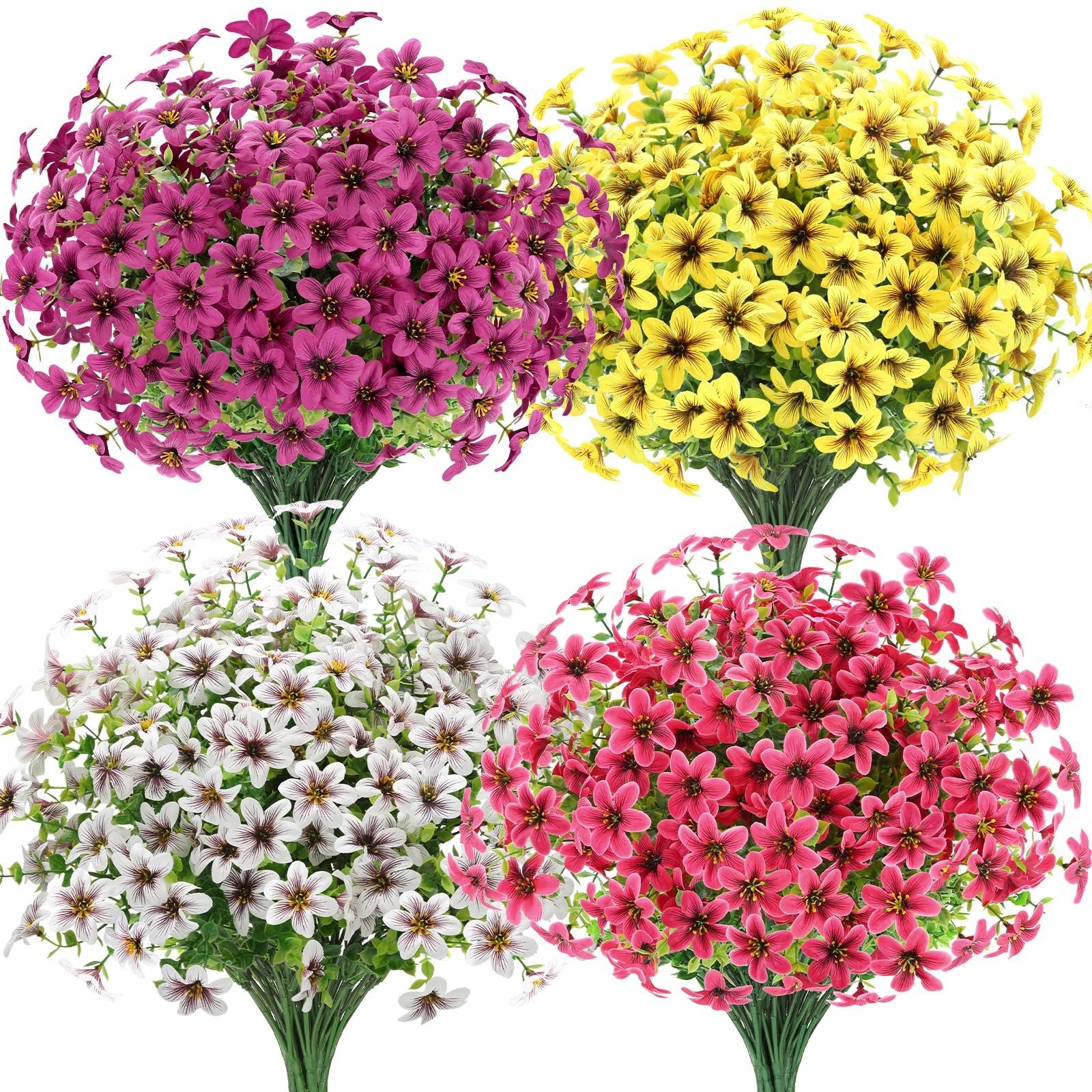 16 Bundles Artificial Flowers for Outdoors, UV Resistant Fake Flowers for Spr…