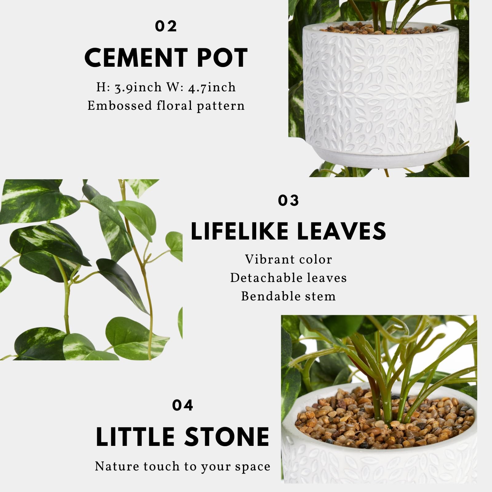 CADNLY Realistic Artificial Plants Indoor in Pot – Green Faux Hanging Plants …