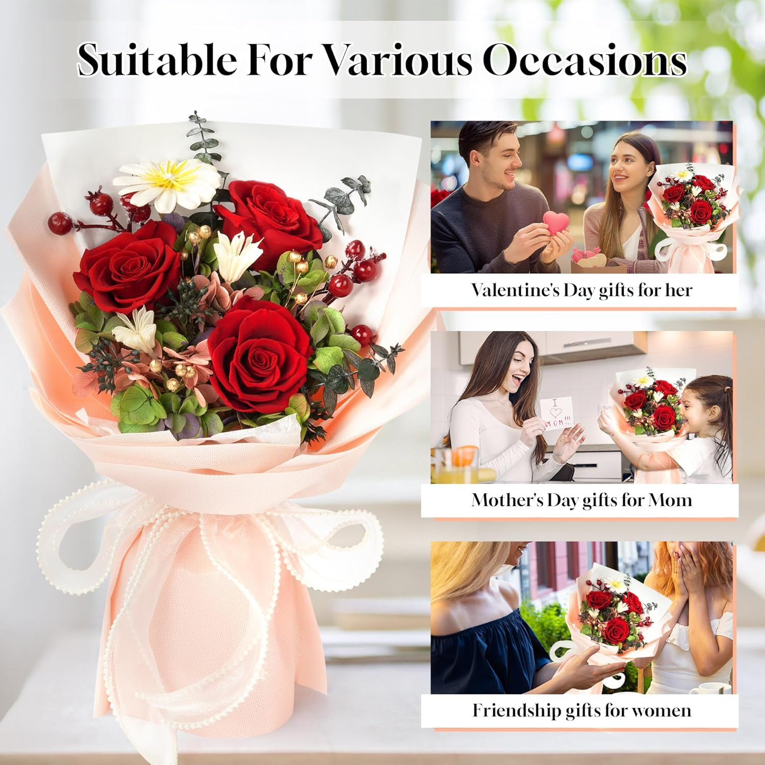 Valentines Day Rose Gifts for Her,Birthday Gifts for Women,Preserved Flowers for