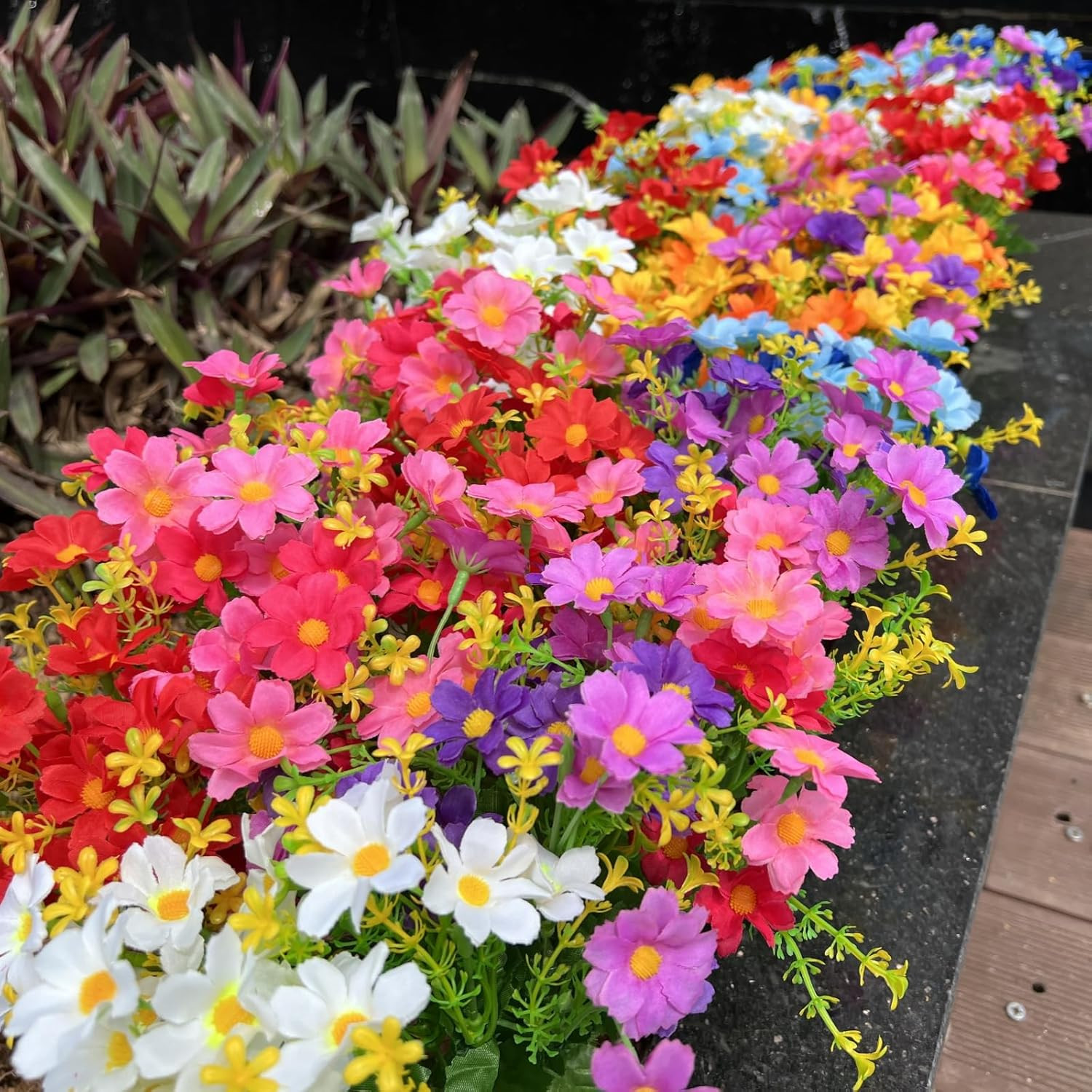 12 Bundles Artificial Fake Flowers for Outdoor Decoration,Shyshining UV Resistan