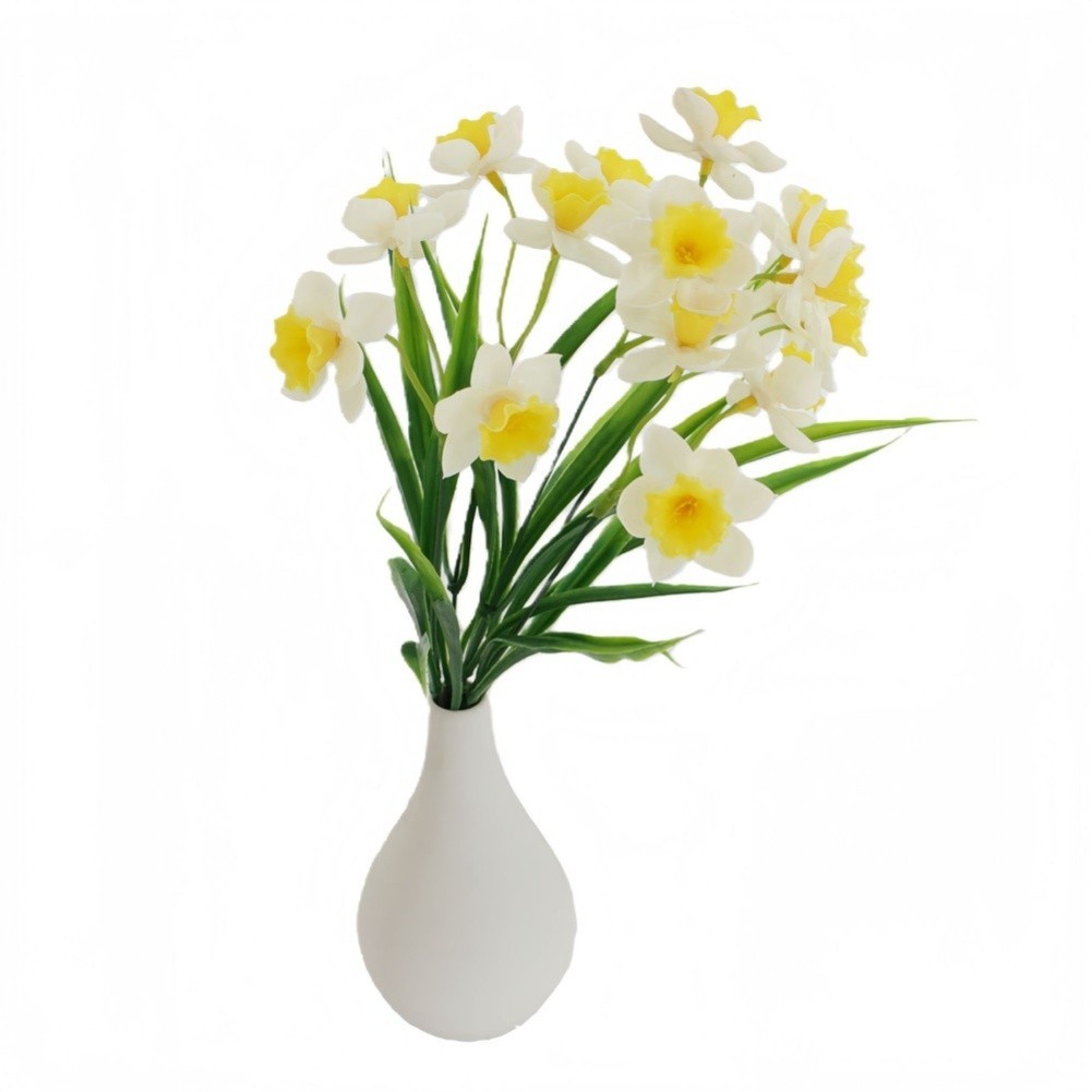 Yellow Artificial Narcissus Bouquet 5PCS 36cm for Photo Prop Home Decor